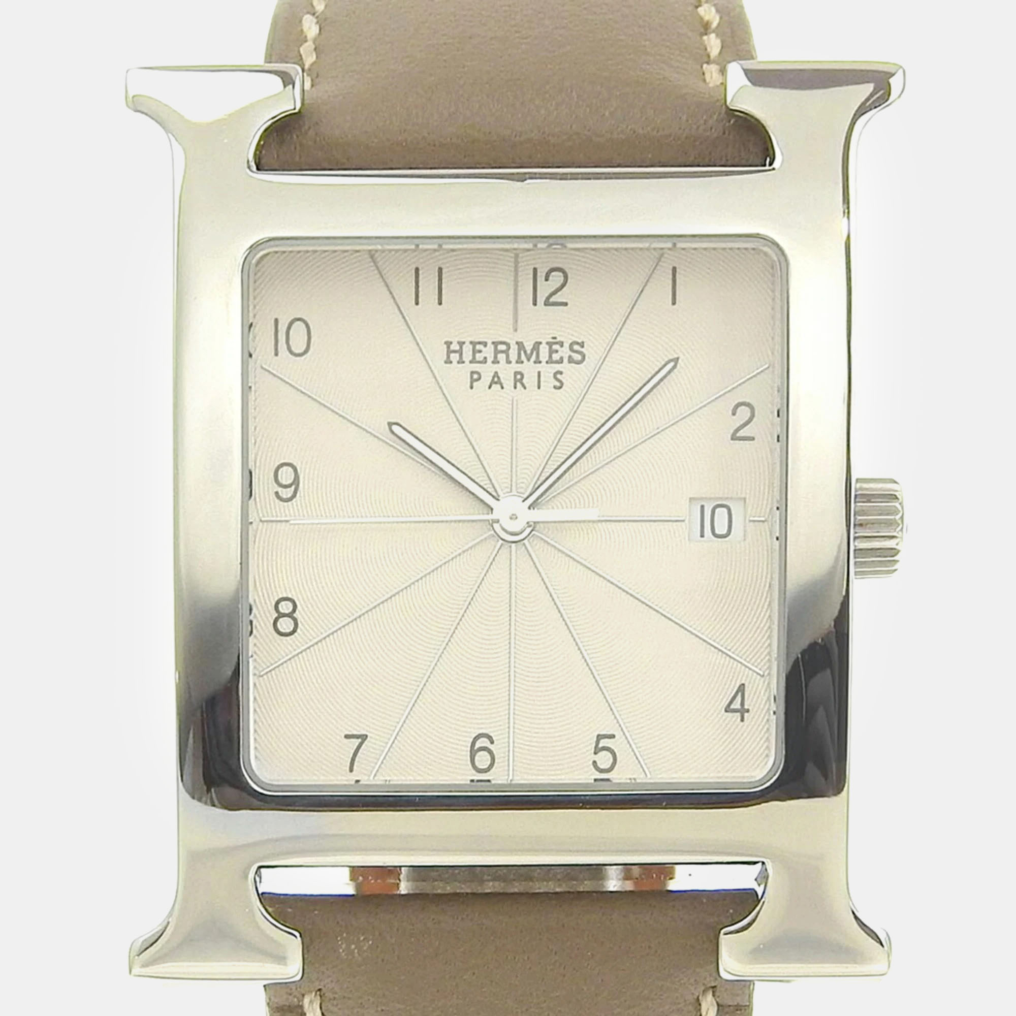 

Hermes Beige Stainless Steel Heure H HH1.810 Quartz Men's Wristwatch 31 mm