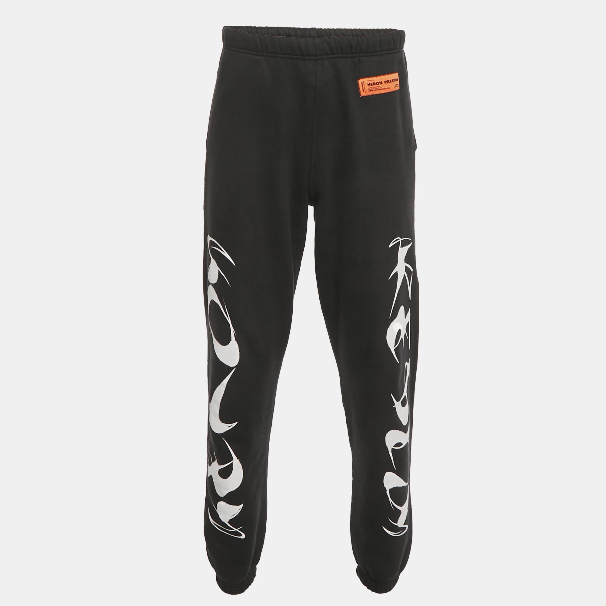 Pre-owned Heron Preston Black Printed Cotton Jogger Pants S