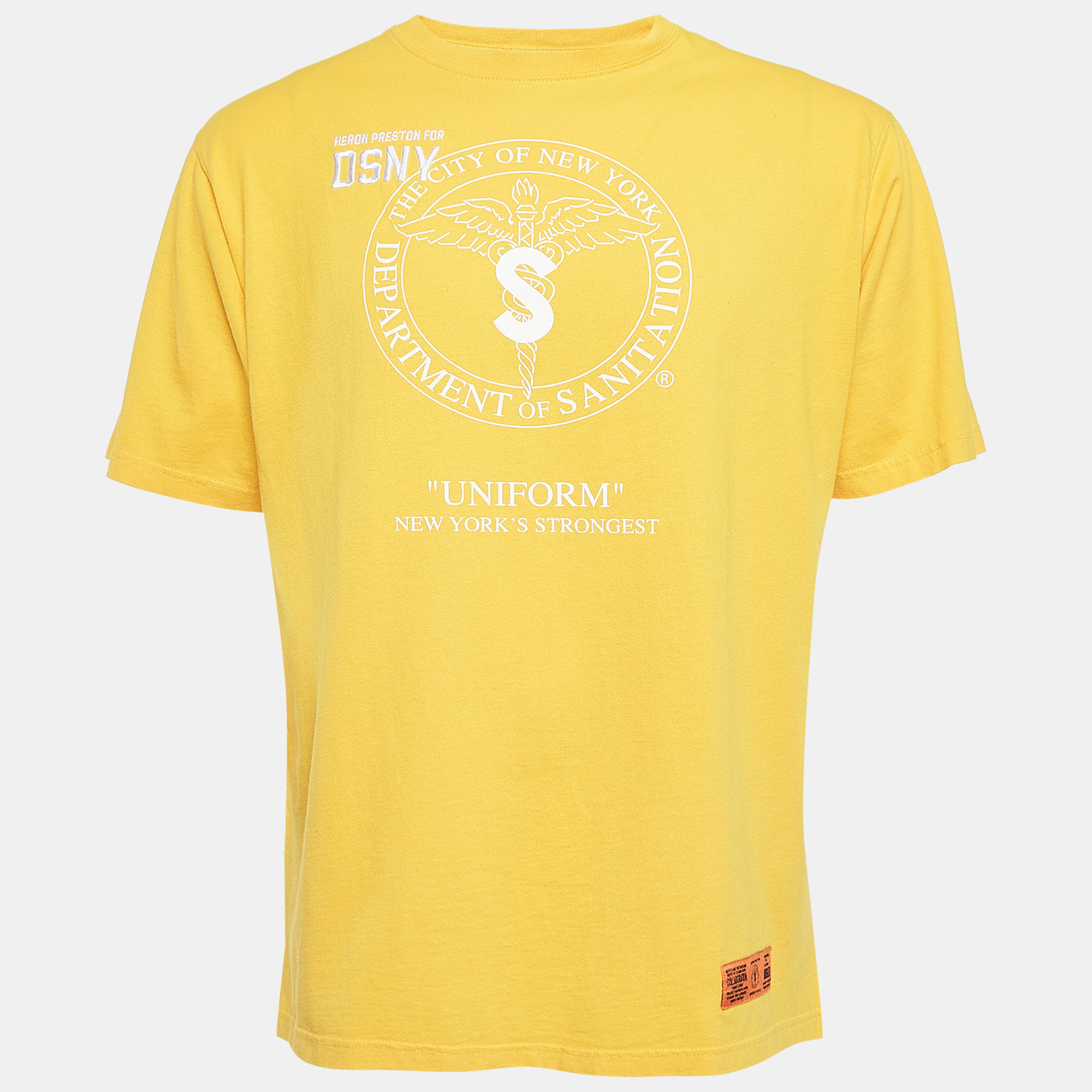 Yellow DSNY Embroidered Cotton Half Sleeve T-Shirt