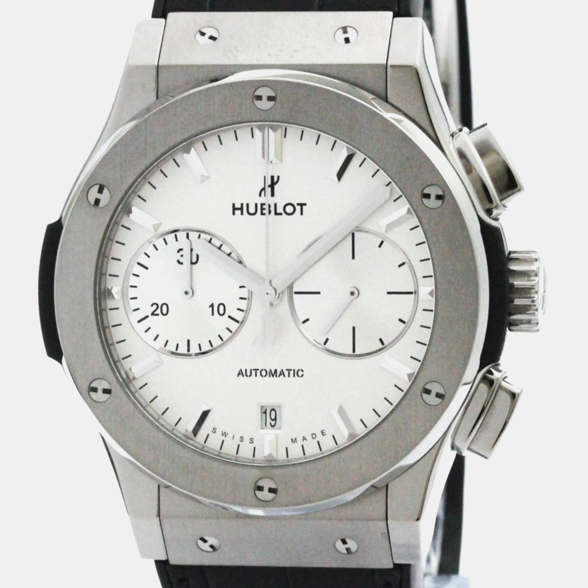 Pre-owned Hublot White Titanium Classic Fusion Automatic Men's Wristwatch 45 Mm