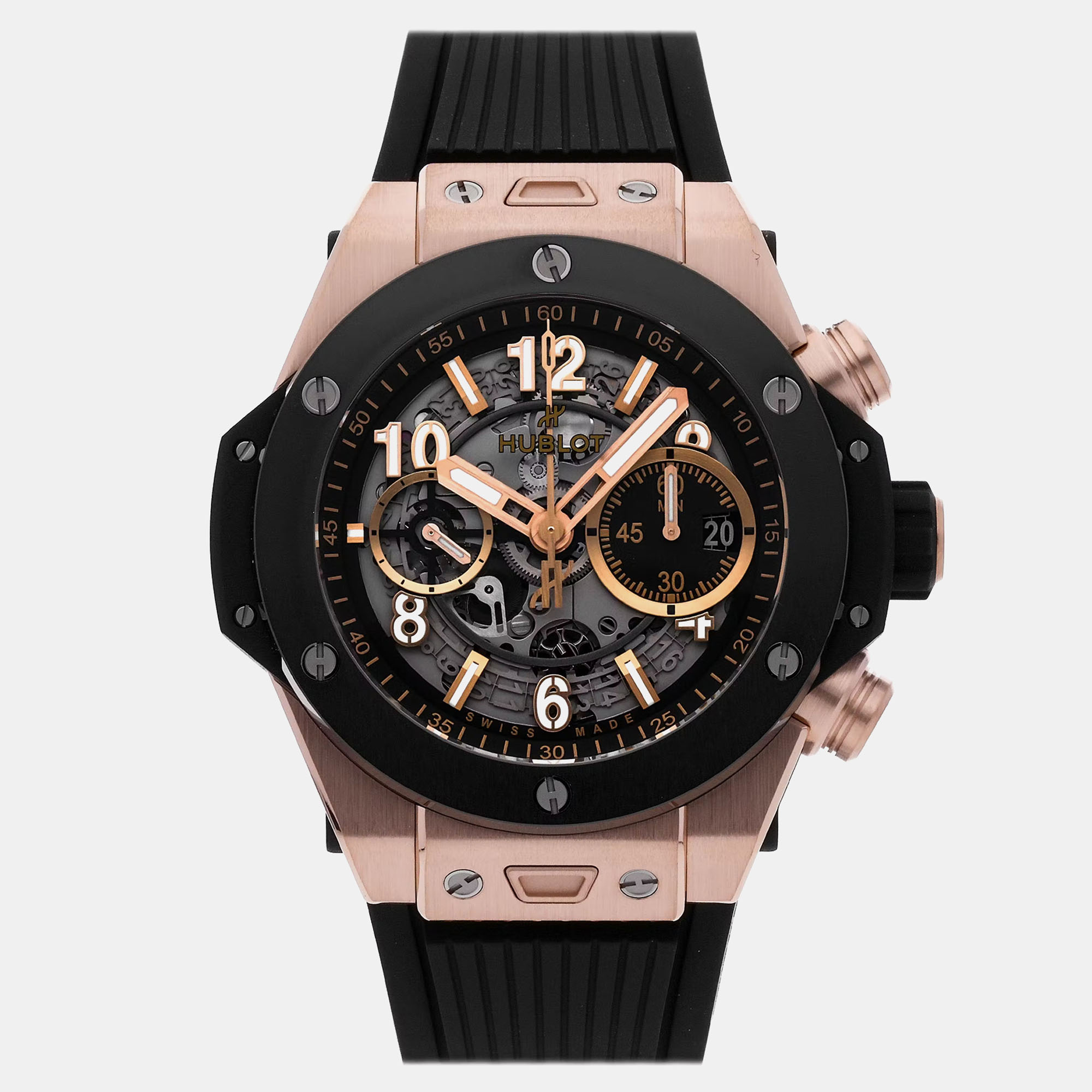 

Hublot Black 18k Rose Gold Big Bang Automatic Men's Wristwatch 44 mm