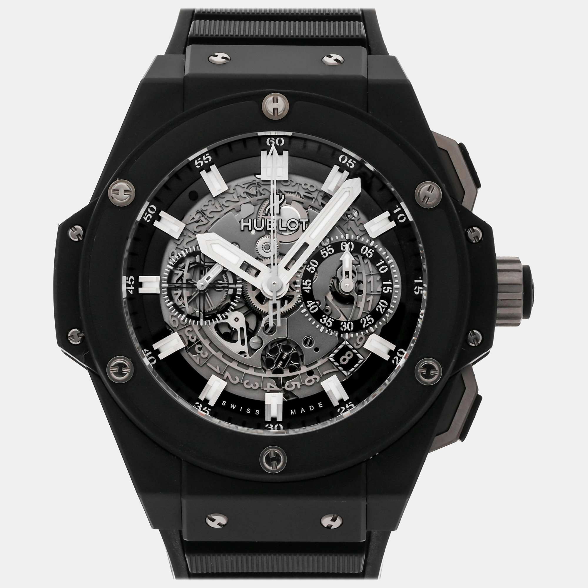 Pre-owned Hublot Black Ceramic King Power Automatic Men's Wristwatch 48 Mm