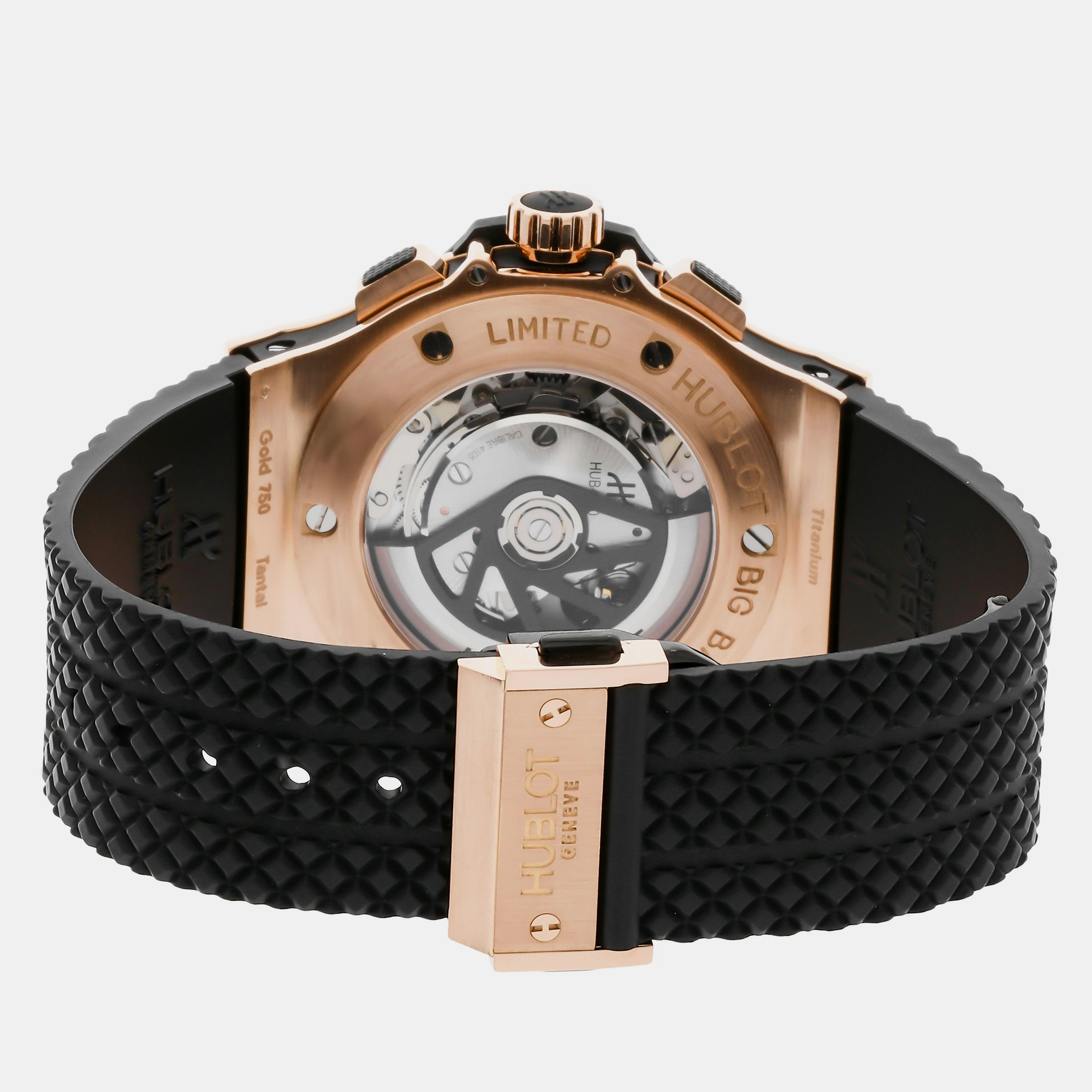 Hublot Grey 18k Rose Gold Big Bang 301.PT.401.RX Automatic Men`s Wristwatch 44 mm 