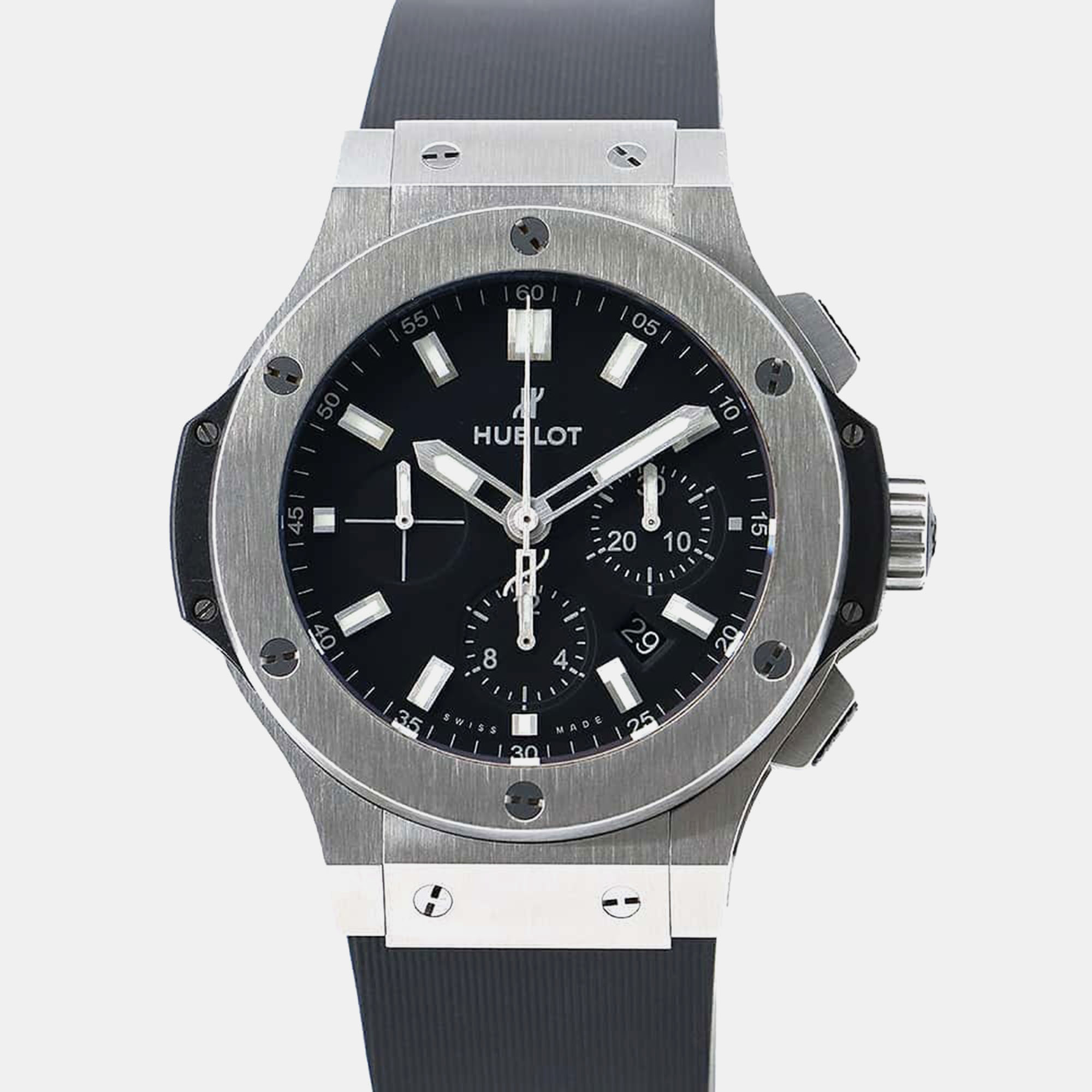 

Hublot Black Stainless Steel Big Bang Automatic Men's Wristwatch 44 mm