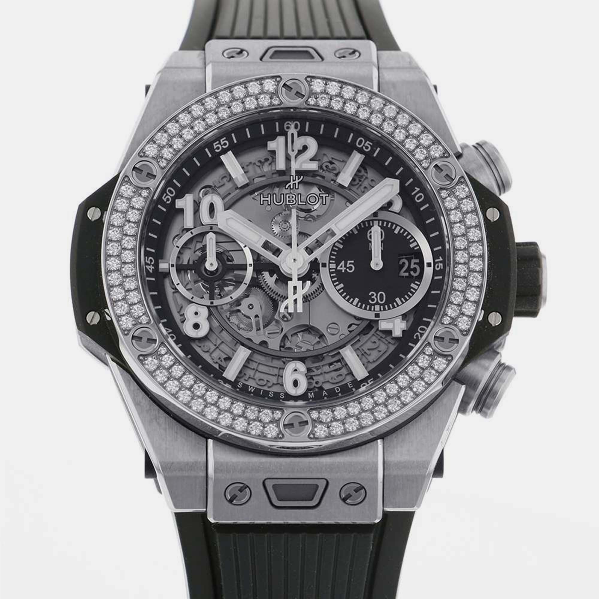 Pre-owned Hublot Skeleton Big Bang Unico 441.nx.1171.rx.1104 Automatic Men's Wristwatch 42 Mm In Black