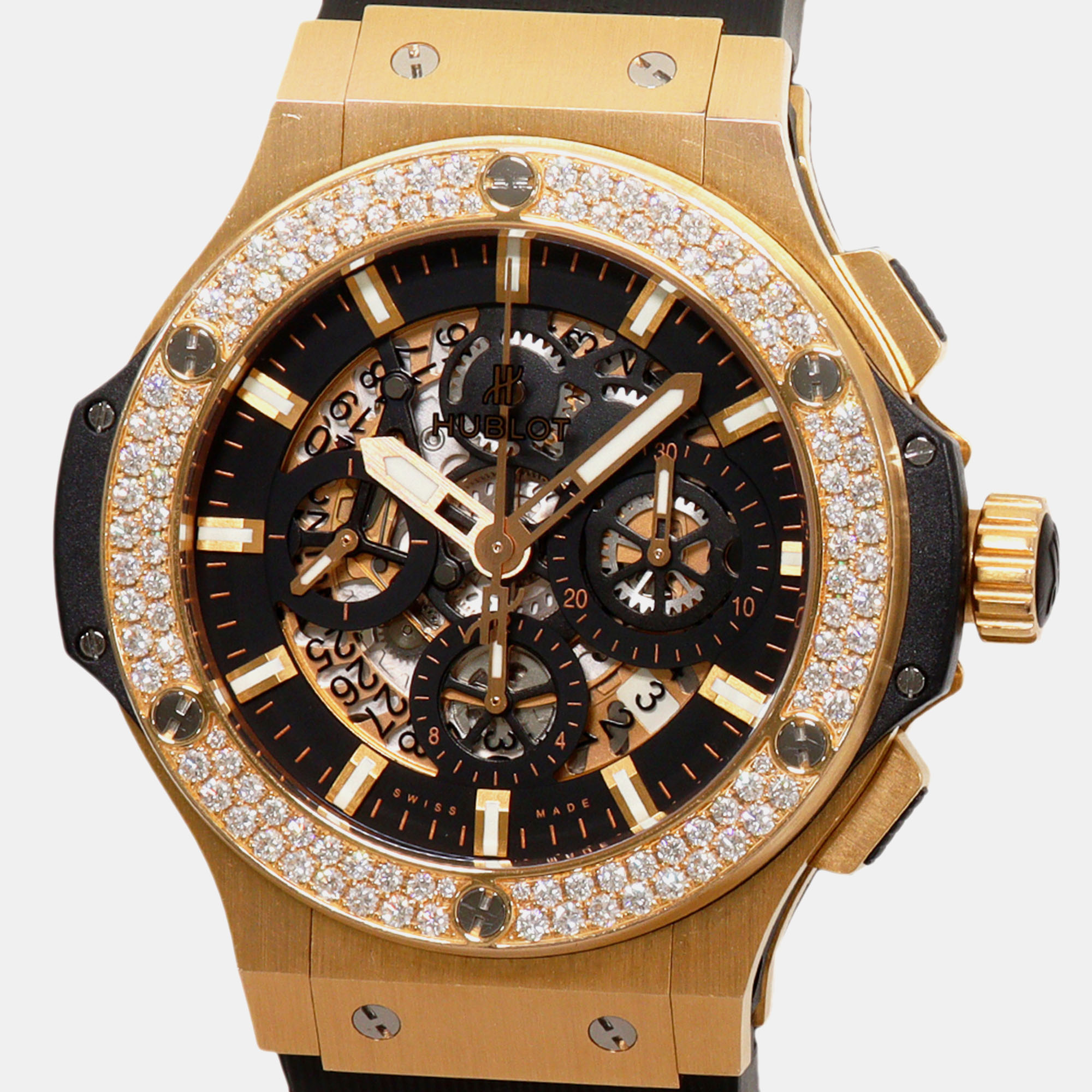 Pre-owned Hublot Black 18k Rose Gold Big Bang 311.px.1180.rx.1104 Automatic Men's Wristwatch 44 Mm