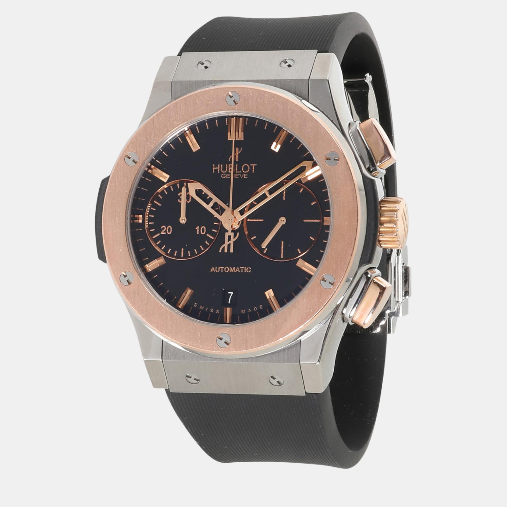 

Hublot 18kt Titanium/Rose Go Classic Fusion Chrono 521.NO.1181.RX Men's Watch, Black