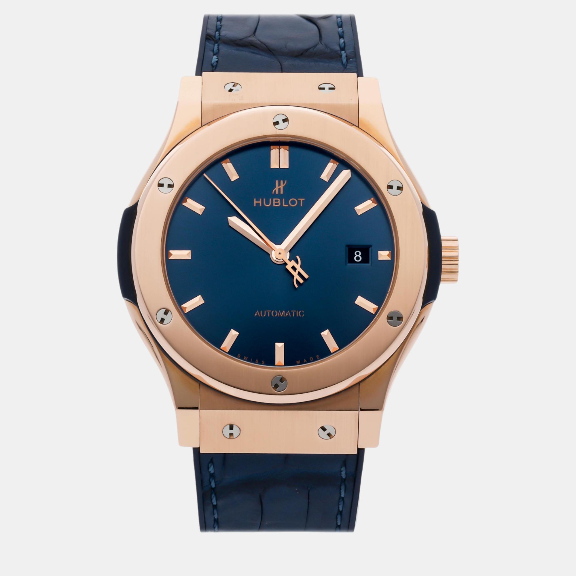 

Hublot Blue 18k Rose Gold Classic Fusion 542.OX.7180.LR Automatic Men's Wristwatch 42 mm