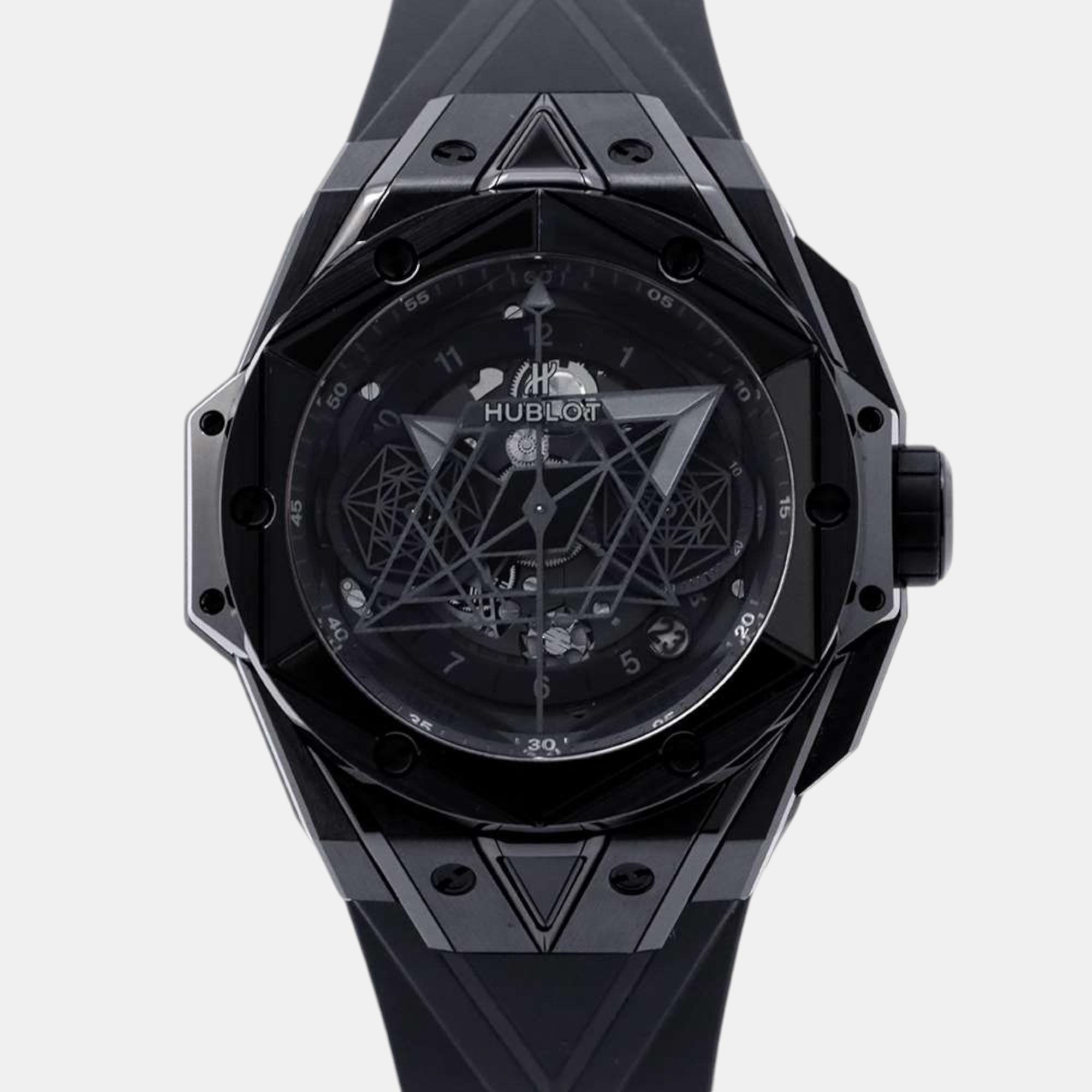 

Hublot Black Ceramic Big Bang Unico 418.CX.1114.RX.MXM20 Automatic Men's Wristwatch 45 mm