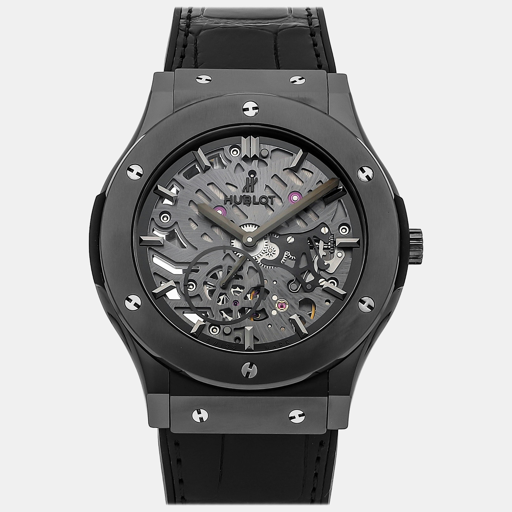 

Hublot Skeleton Ceramic Classic Fusion 515.CM.0140.LR Manual Winding Men's Wristwatch 45 mm, Transparent