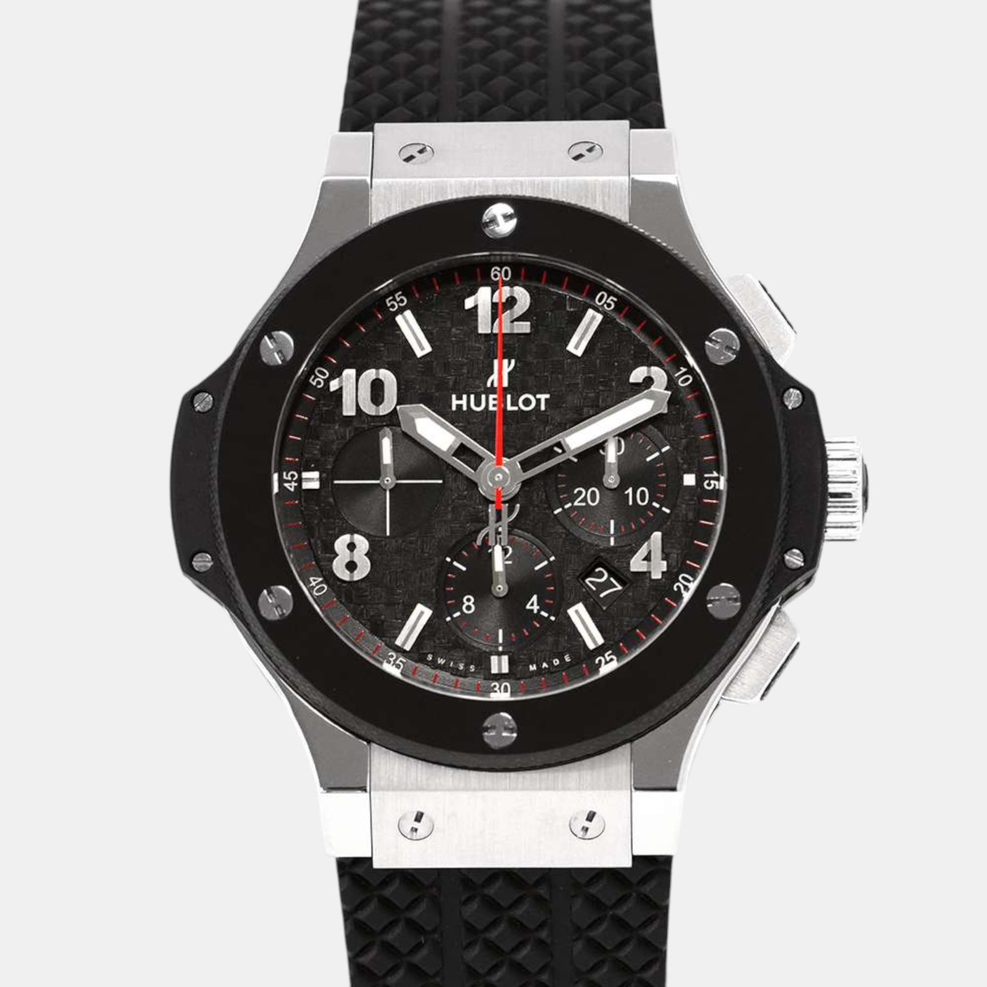 

Hublot Black Stainless Steel Ceramic Big Bang Automatic Men's Wristwatch 44 mm