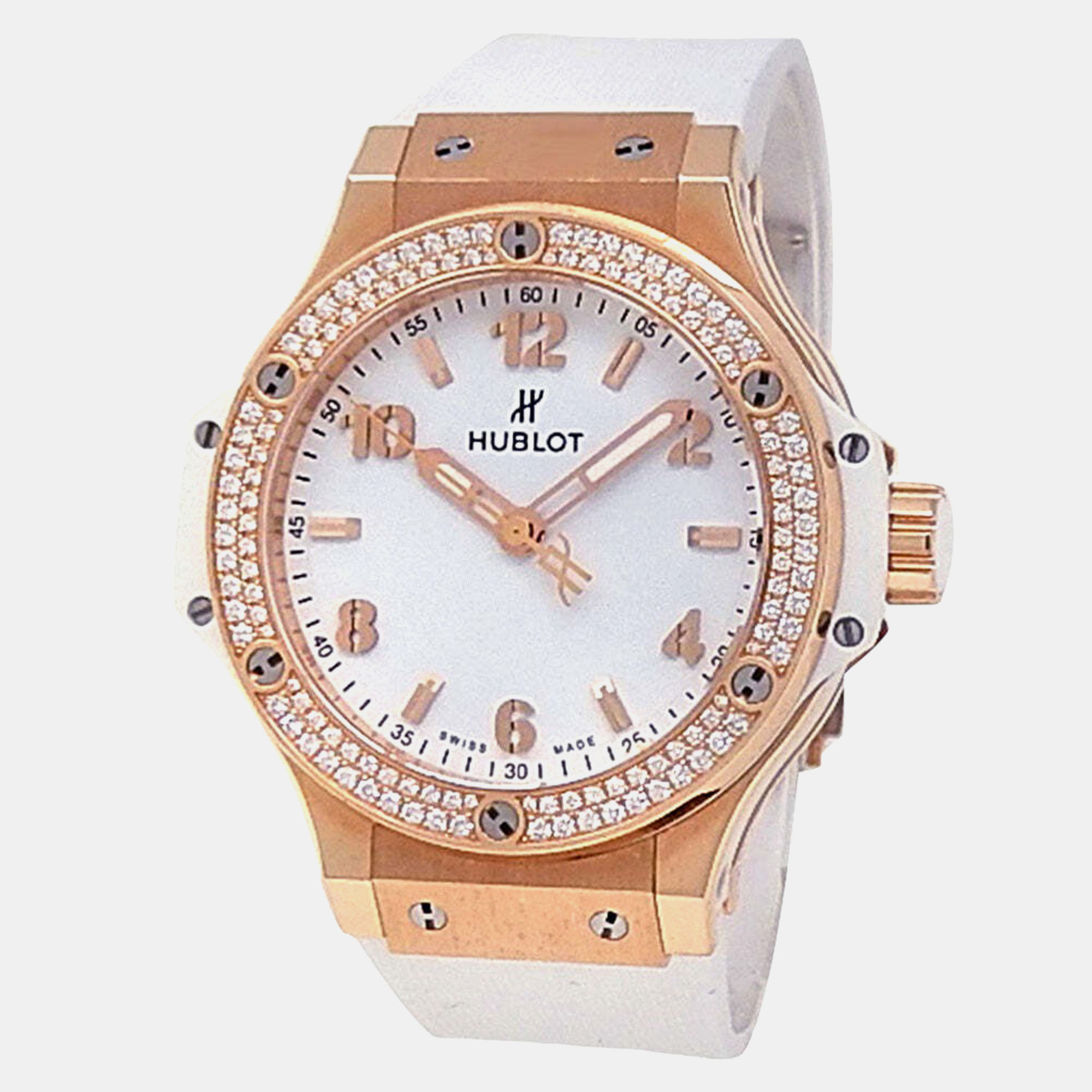 

Hublot Big Bang 361.PE.2010.RW.1104 Quartz White Diamond 18K Rose Gold Men’s Wristwatch 38 mm