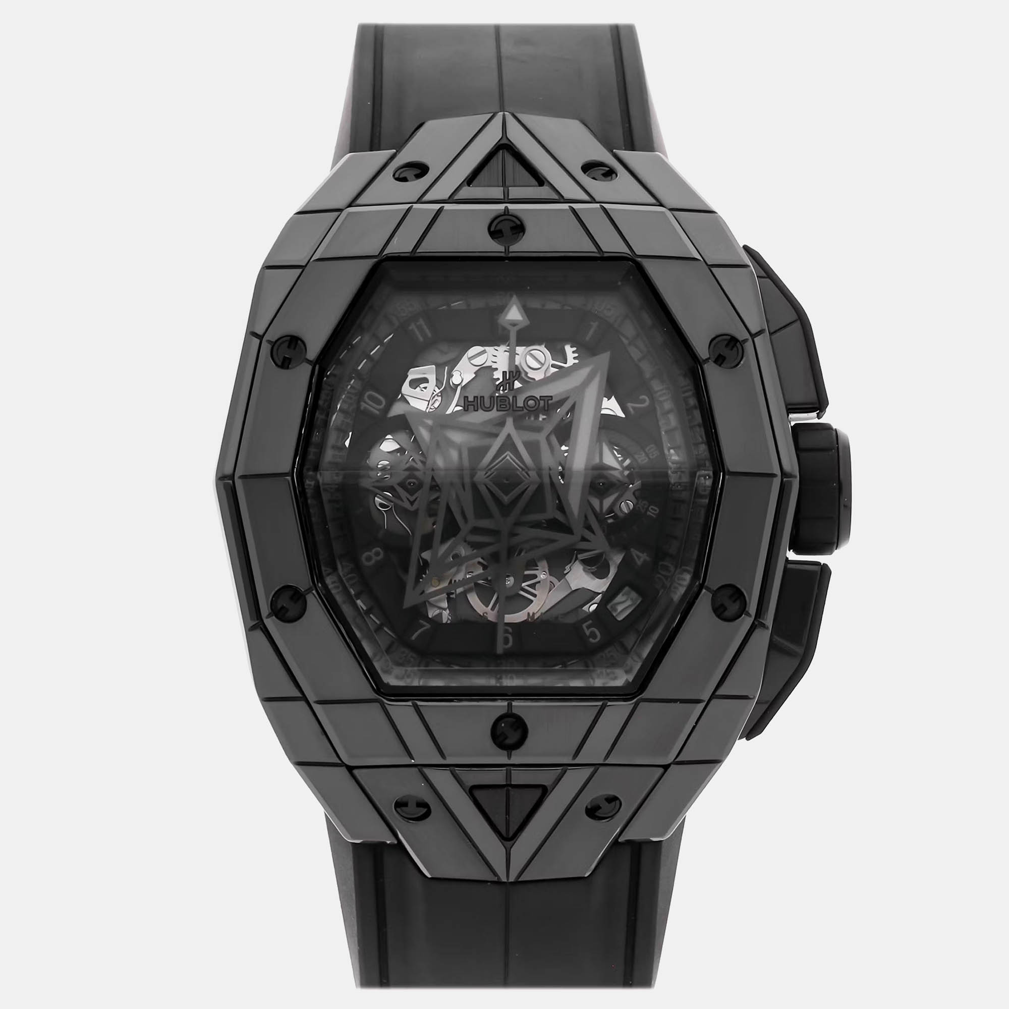 

Pre-Owned Hublot Spirit of Big Bang Sang Bleu "All Black" Limited Edition 648.CX.0114.RX.MXM23 Men's Watch Automatic 42 mm