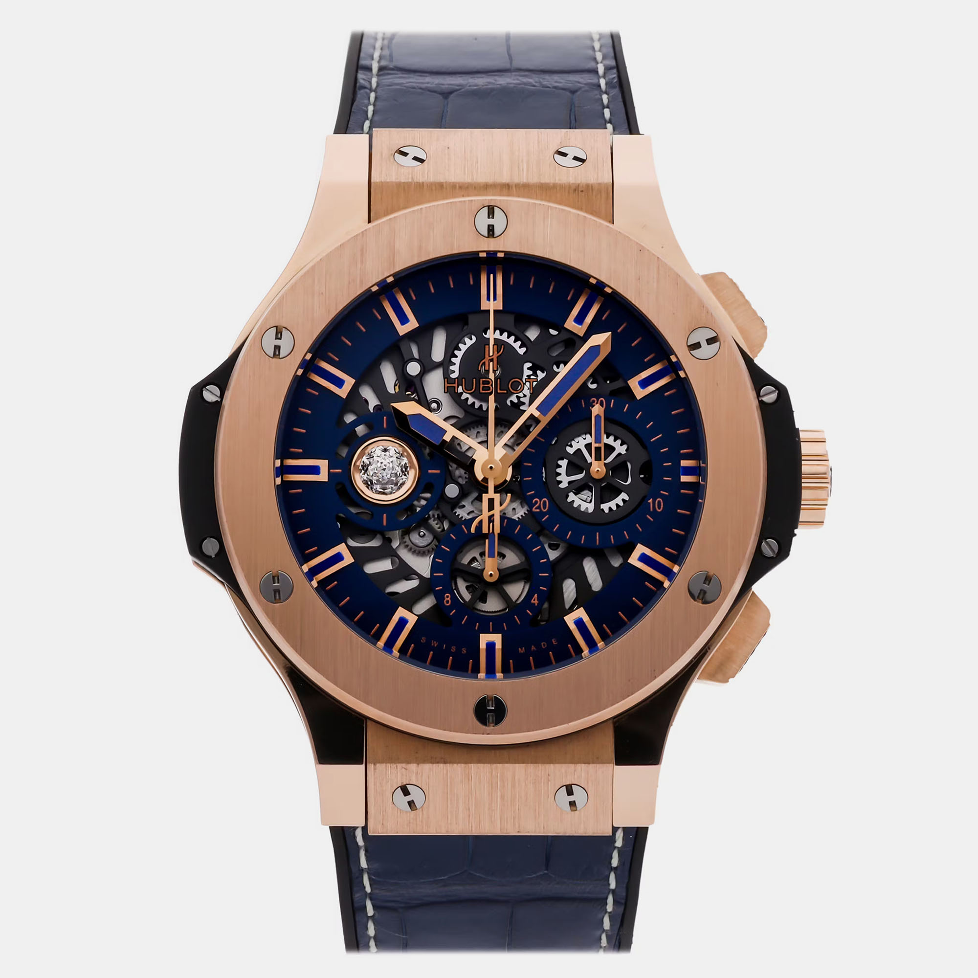 

Pre-Owned Hublot Big Bang AeroBang Crown of Light 310.PX.7180.LR.COL19 Blue Automatic 18k Rose Gold Titanium Men's Wristwatch 44 MM
