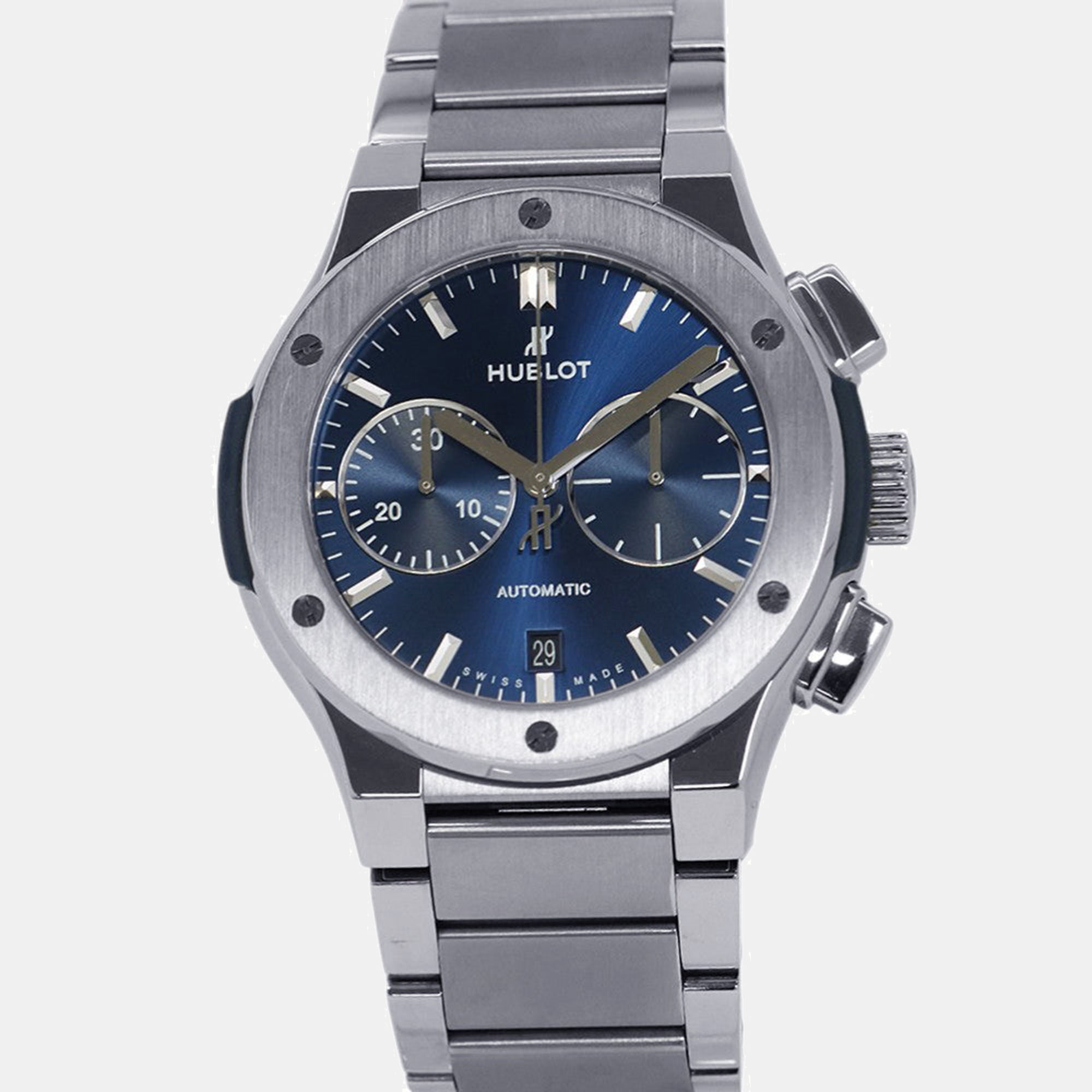 Hublot Classic Fusion 520.NX.7170.NX Blue Titanium Automatic Men Wristwatch 45mm