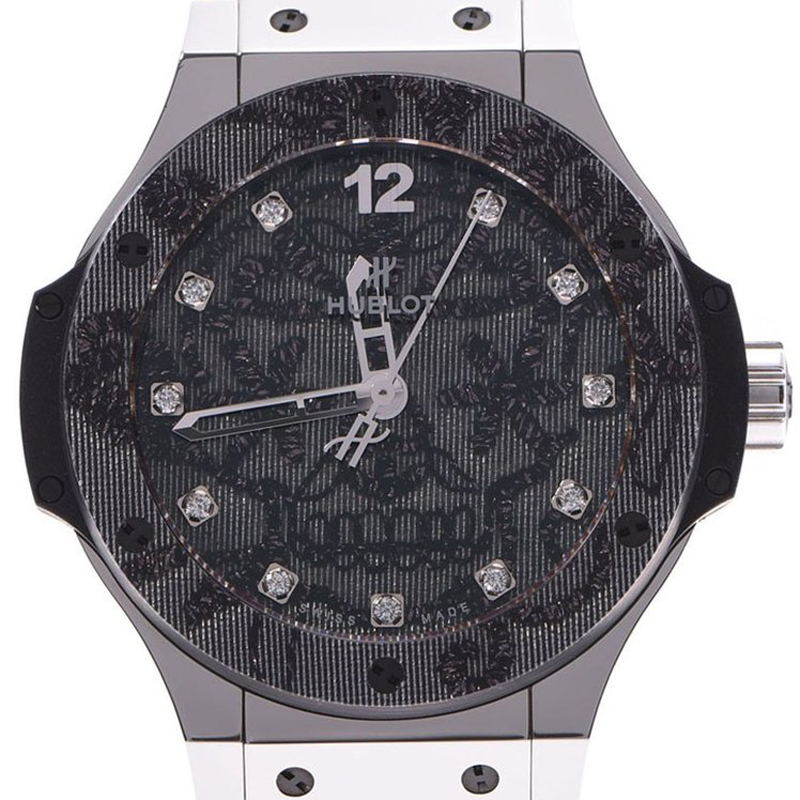 

Hublot Black Embroidery Diamond Stainless Steel and Rubber Big Bang Brodally