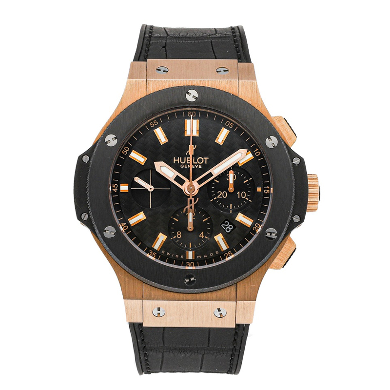 Pre-owned Hublot Black Ceramic And 18k Rose Gold Big Bang Chronograph ...