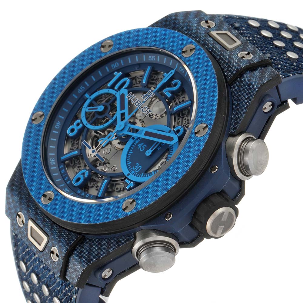 

Hublot Blue Texalium Carbon Fiber Big Bang Unico Carbon Chronograph 411.YL Men's Wristwatch 45 MM