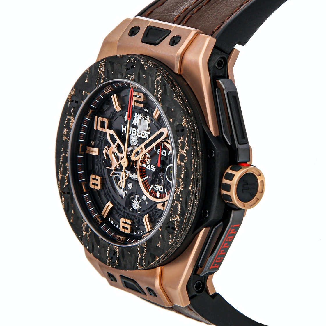 

Hublot Black Rose Gold Big Bang Unico Ferrari King Gold Limited Edition 401.OJ.0123.VR Men's Wristwatch 45 MM