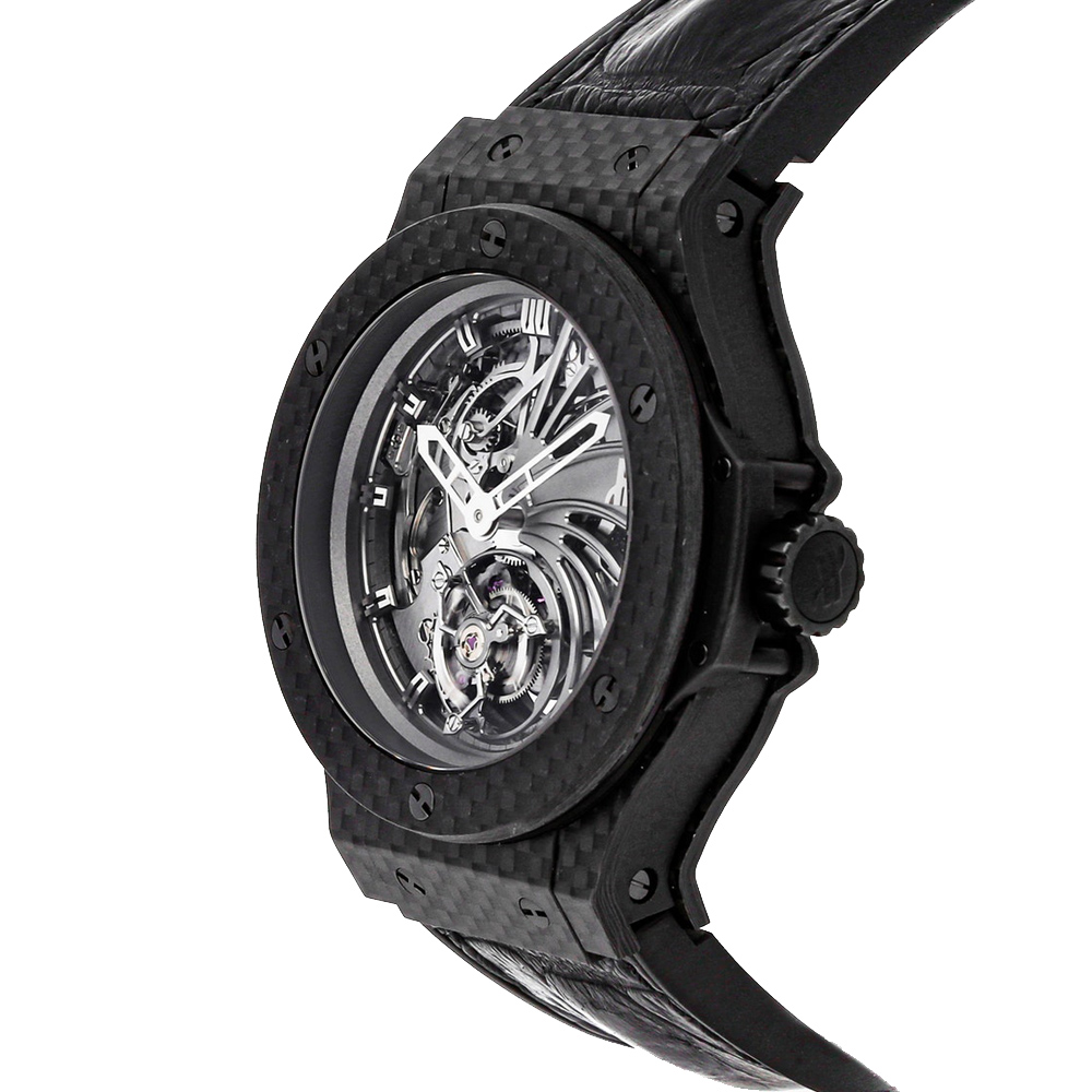 

Hublot Silver Carbon Big Bang Tourbillon Minute Repeater Limited Edition 304.QX.1140.HR Men's Wristwatch 44 MM