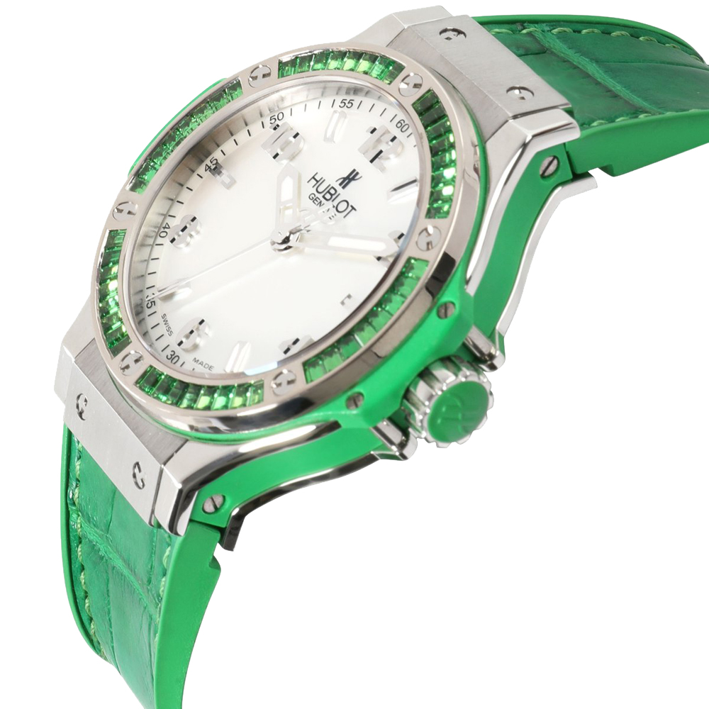 

Hublot White Green Sapphire Stainless Steel Tutti-Frutti Green Apple 361.SG.6010.LR.1922 Men's Wristwatch 38 MM