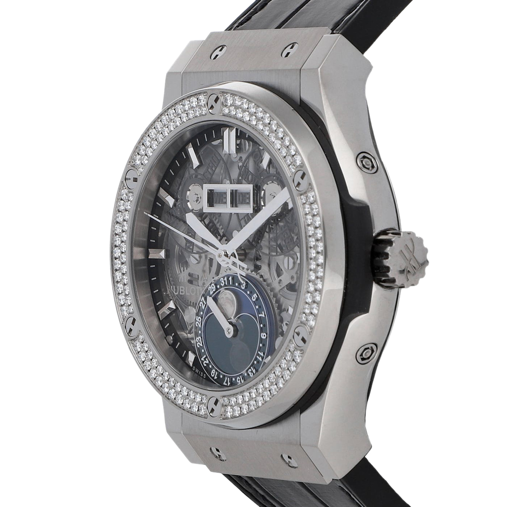 

Hublot Grey Diamonds Titanium Classic Fusion Aerofusion Moonphase 547.CX.0170.LR.1104 Men's Wristwatch 42 MM