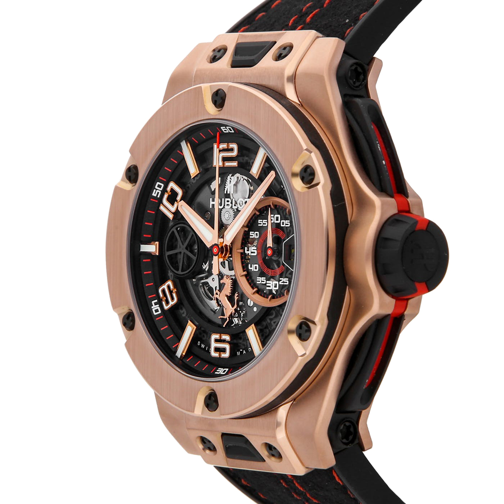 

Hublot Black 18K Rose Gold Big Bang Unico Ferrari Limited Edition 402.OX.0138.WR Men's Wristwatch 45 MM
