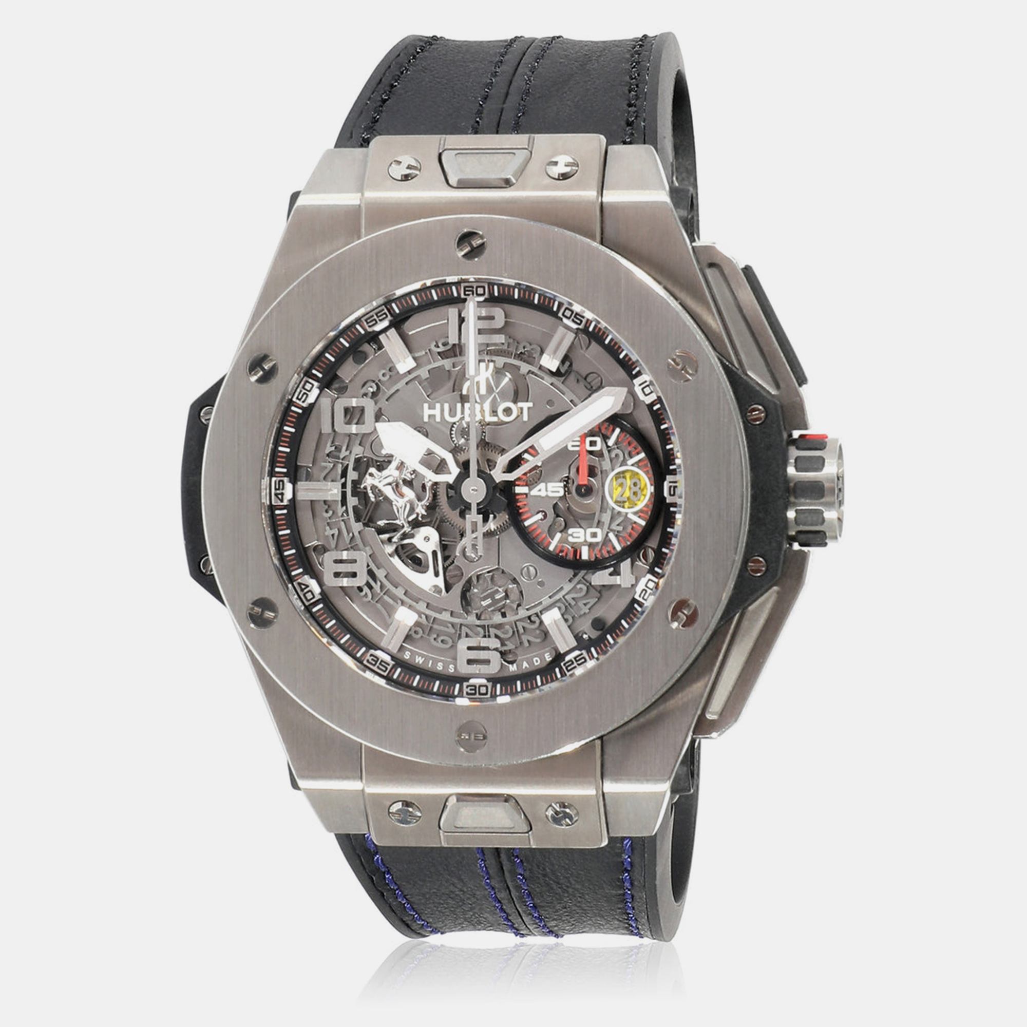 Pre-owned Hublot Grey Titanium Big Bang Ferrari 401.nx.0123.vr Automatic Men's Wristwatch 45 Mm