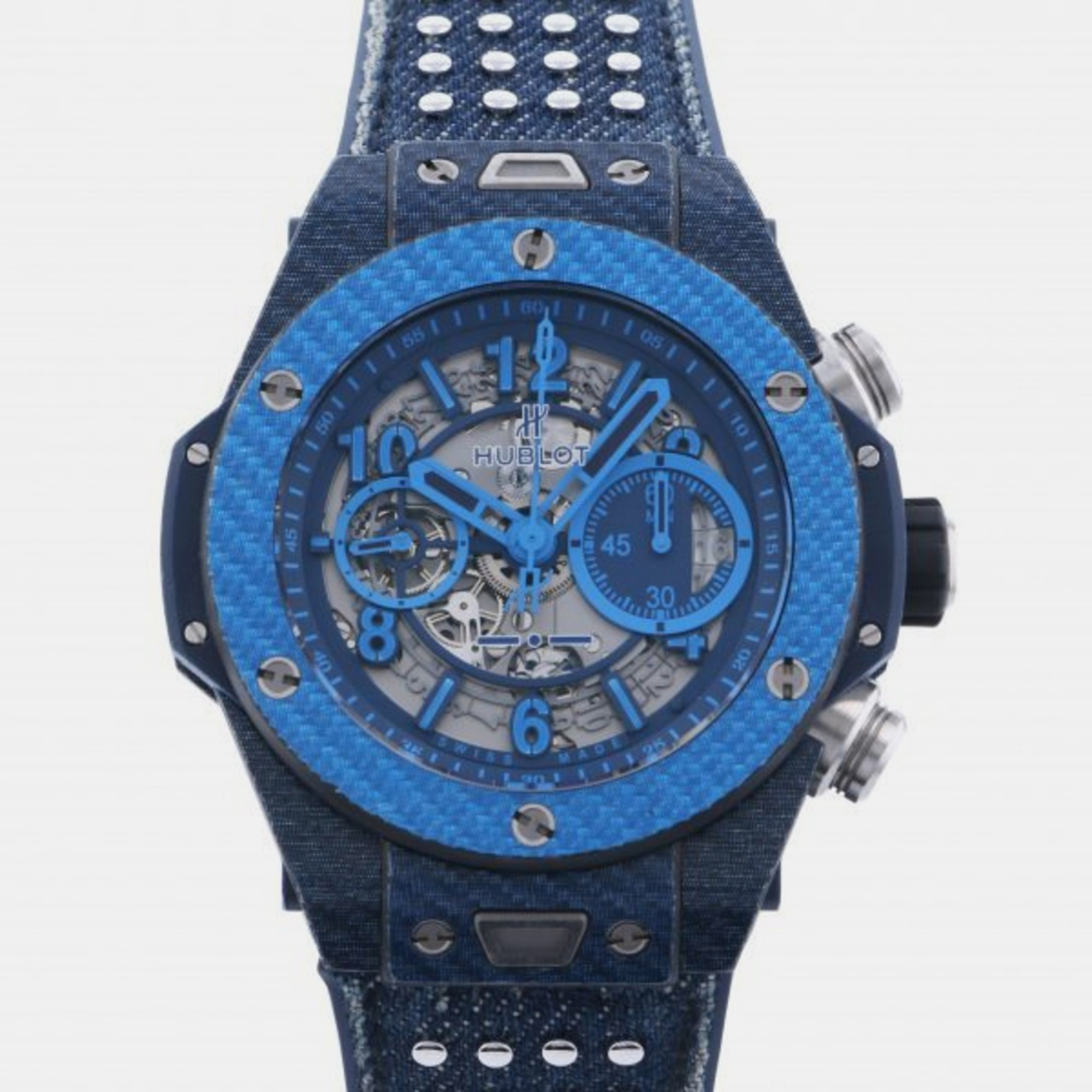 Pre-owned Hublot Grey Carbon Big Bang 411.yl.5190.nr.iti15 Automatic Men's Wristwatch 45 Mm
