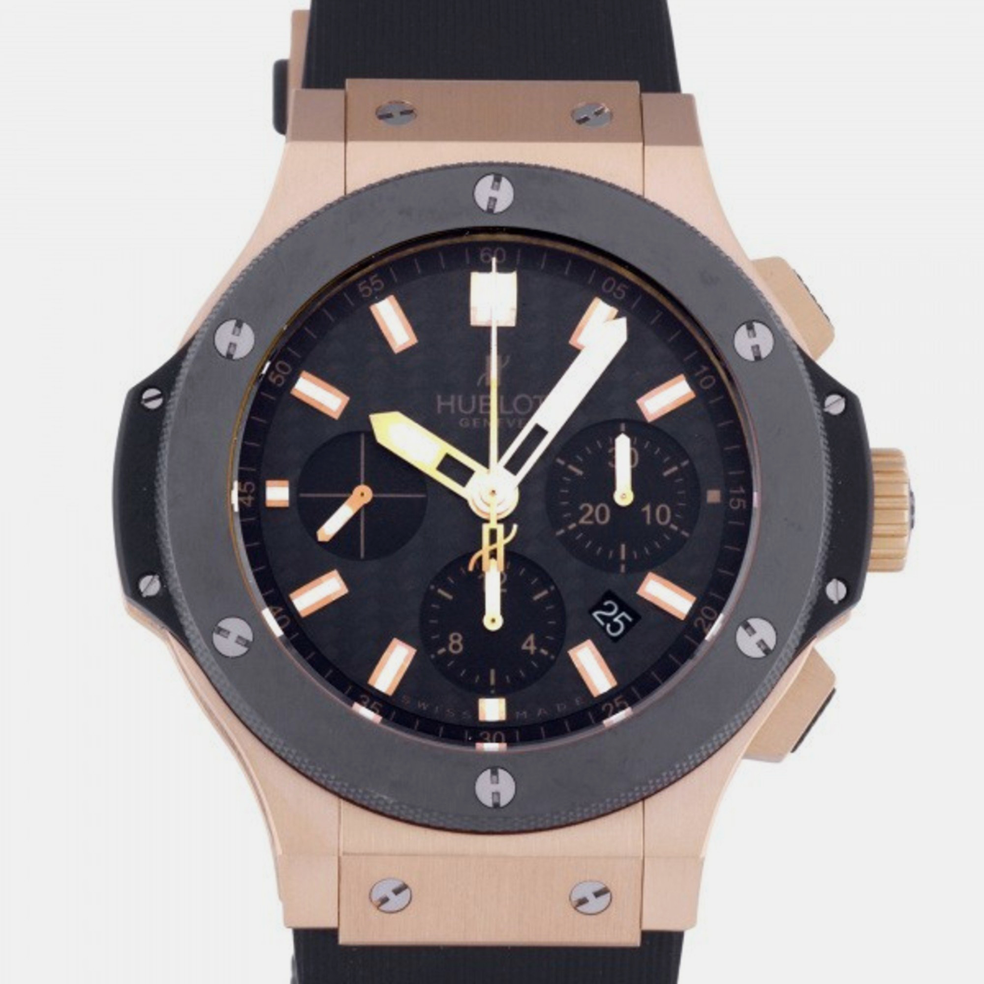 Pre-owned Hublot Black 18k Rose Gold And Ceramic Big Bang 301.pm.1780.rx Automatic Men's Wristwatch 44 Mm
