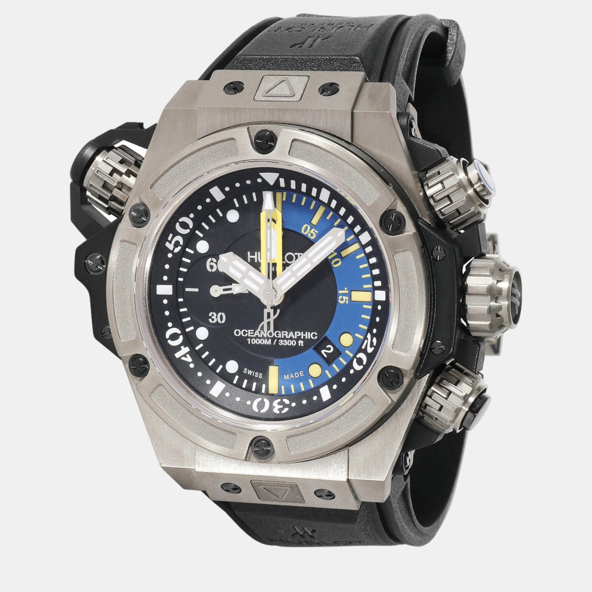 Pre-owned Hublot Black Carbon Fiber King Power 732.qx.1140.rx Automatic Men's Wristwatch 48 Mm