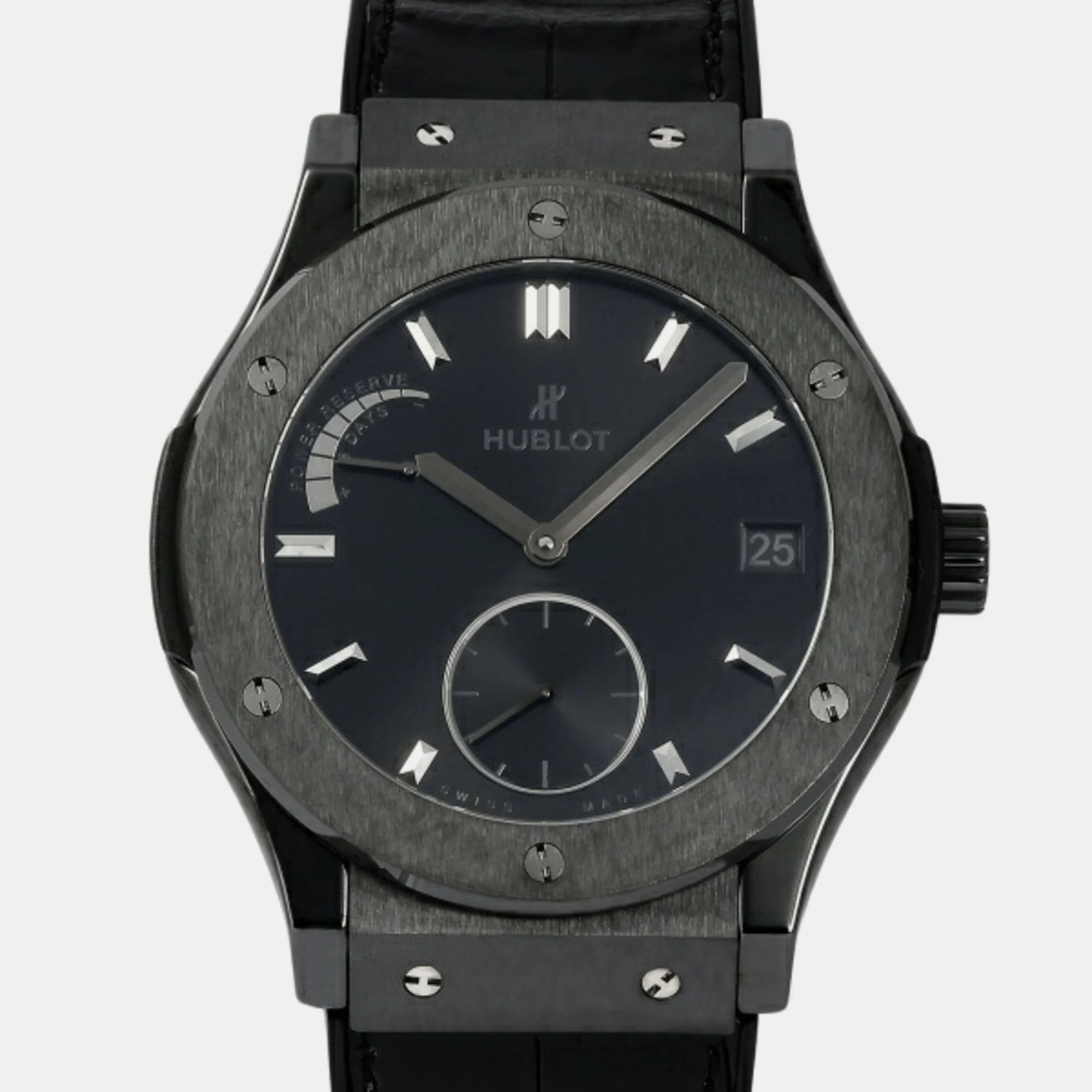 

Hublot Black Ceramic Classic Fusion 516.CM.1440.LR Manual Winding Men's Wristwatch 45 mm