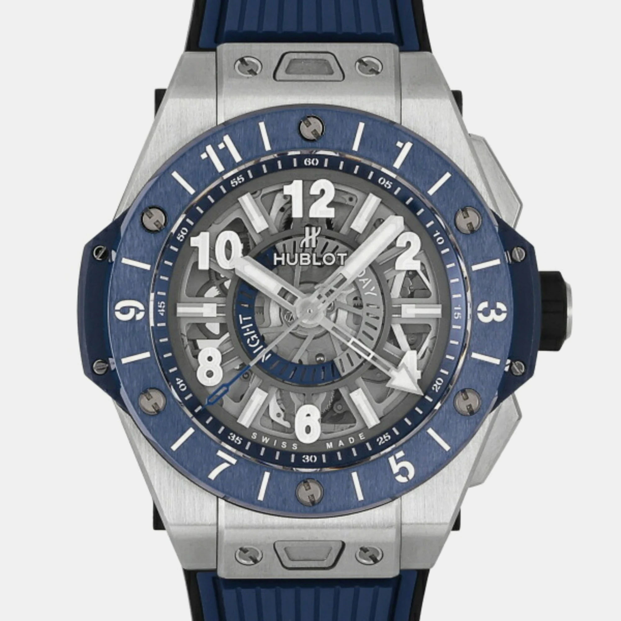 Pre-owned Hublot Grey Titanium Big Bang 471.nl.7112.rx Automatic Men's Wristwatch 45 Mm