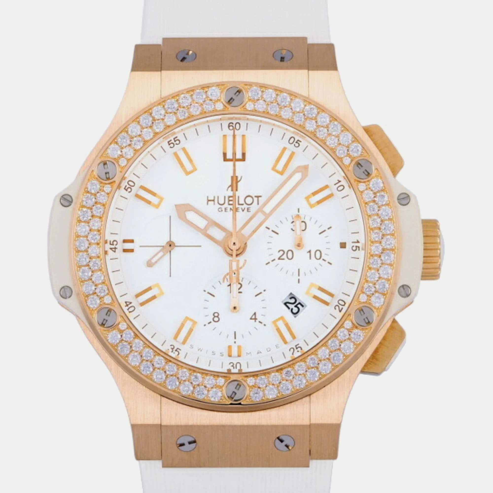 

Hublot White 18k Rose Gold Big Bang 301.PE.2180.RW.1104 Automatic Men's Wristwatch 44 mm