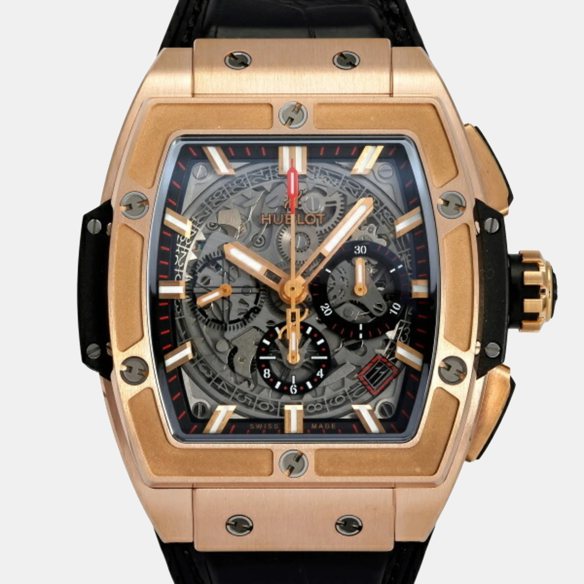 Pre-owned Hublot Grey 18k Rose Gold Big Bang King 641.ox.0183.lr Automatic Men's Wristwatch 42 Mm