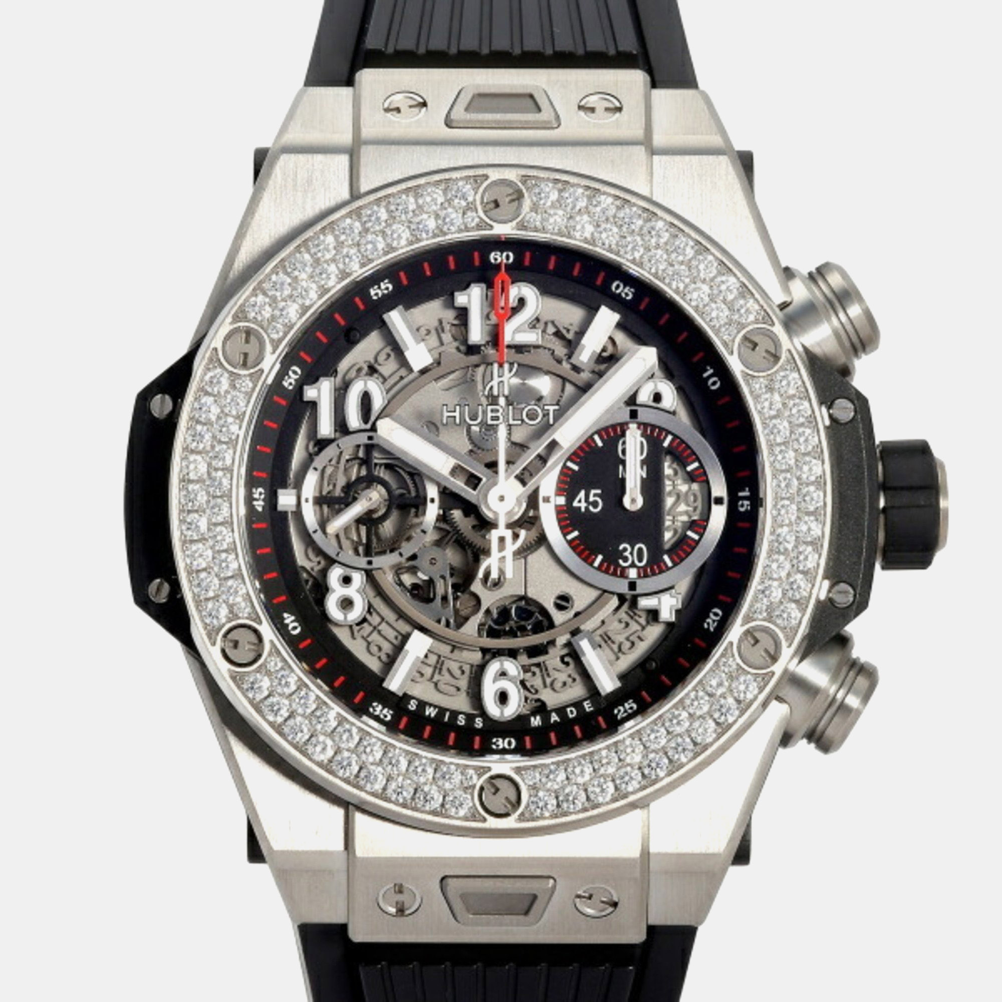 Hublot Grey Diamond Titanium Big Bang Automatic Men's Wristwatch 45 mm