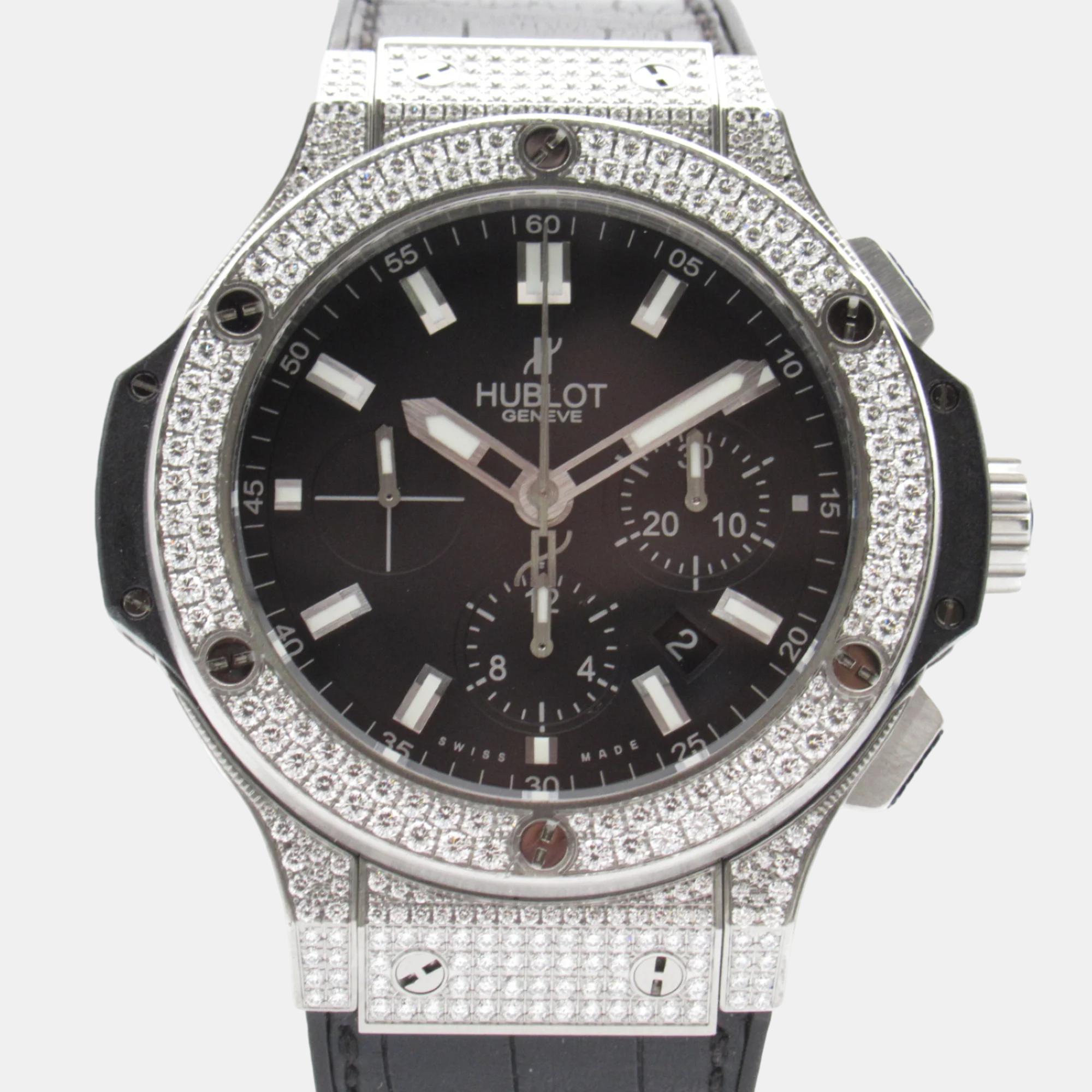 

Hublot Black Diamond Stainless Steel Big Bang 301.SX.1170.RX.1704 Automatic Men's Wristwatch 44 mm
