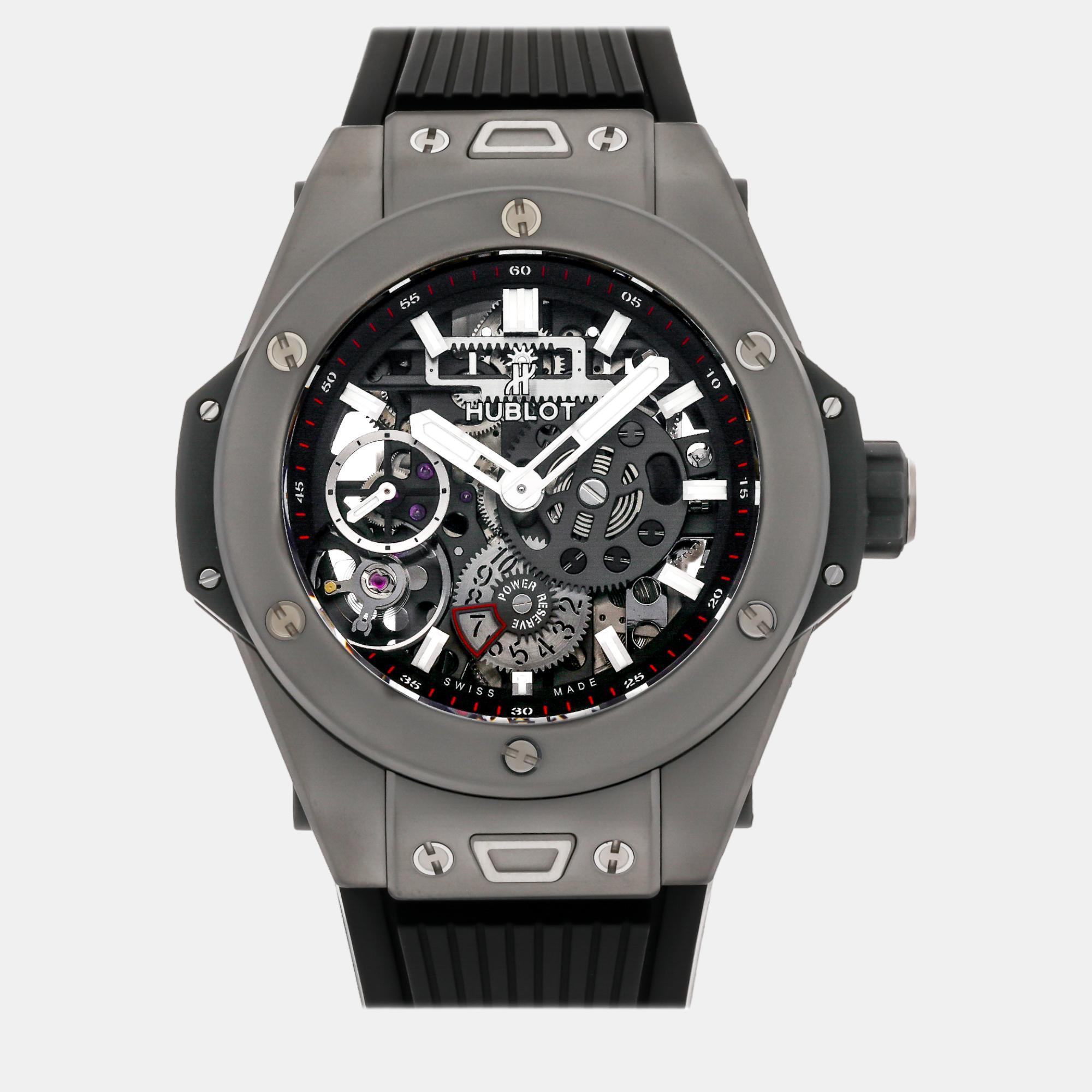 

Hublot Skeleton Titanium Big Bang 414.NI.1123.RX Manual Winding Men's Wristwatch 45 mm, Transparent