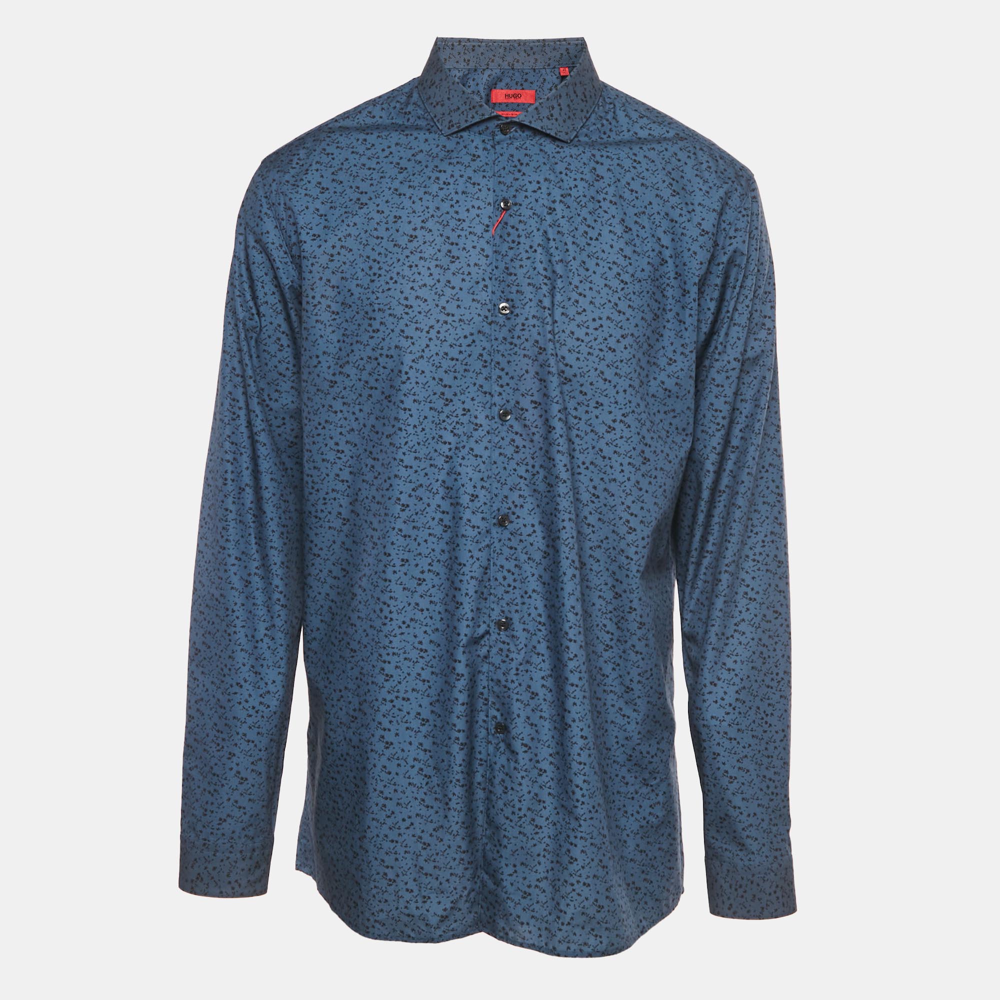 

Hugo Boss Blue Printed Cotton Extra Slim Fit Erriko Shirt XXL