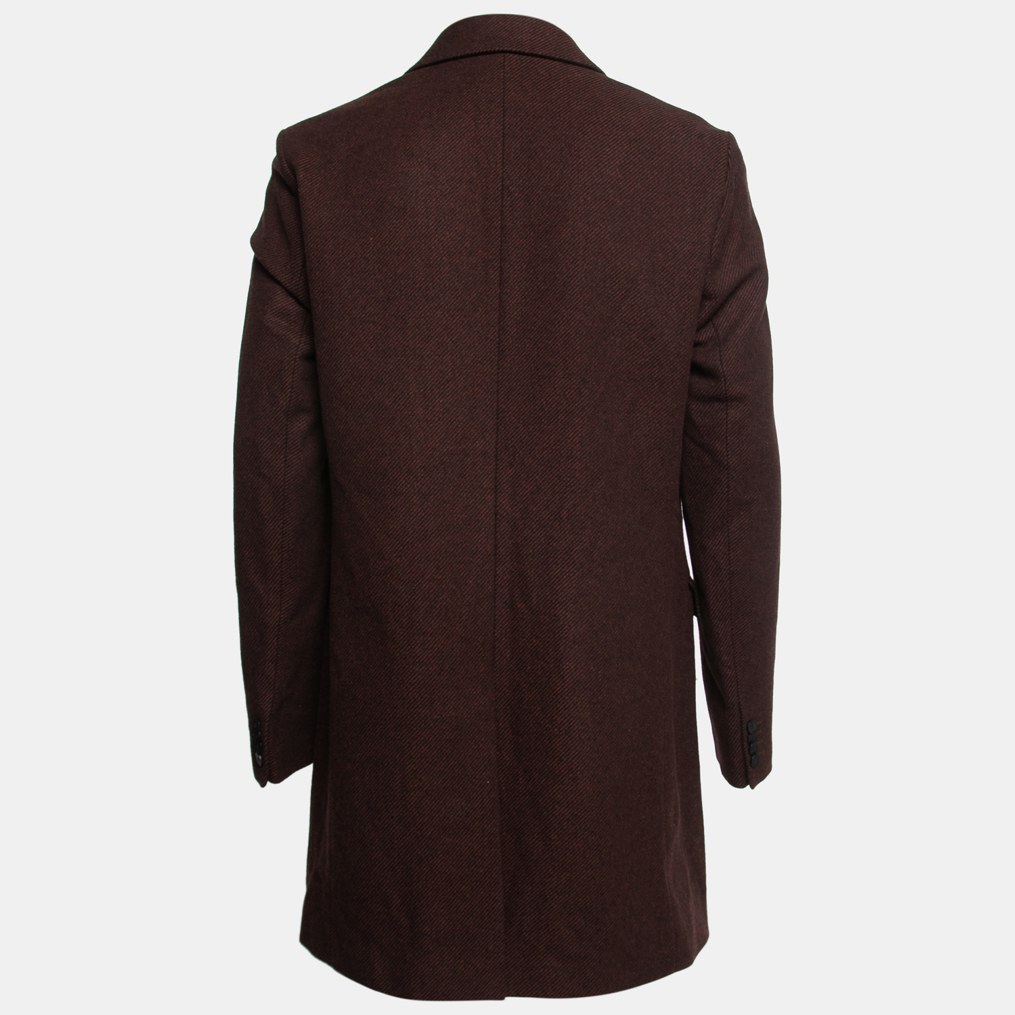 Hugo By Hugo Boss Burgundy Striped Wool Single-Breasted Coat