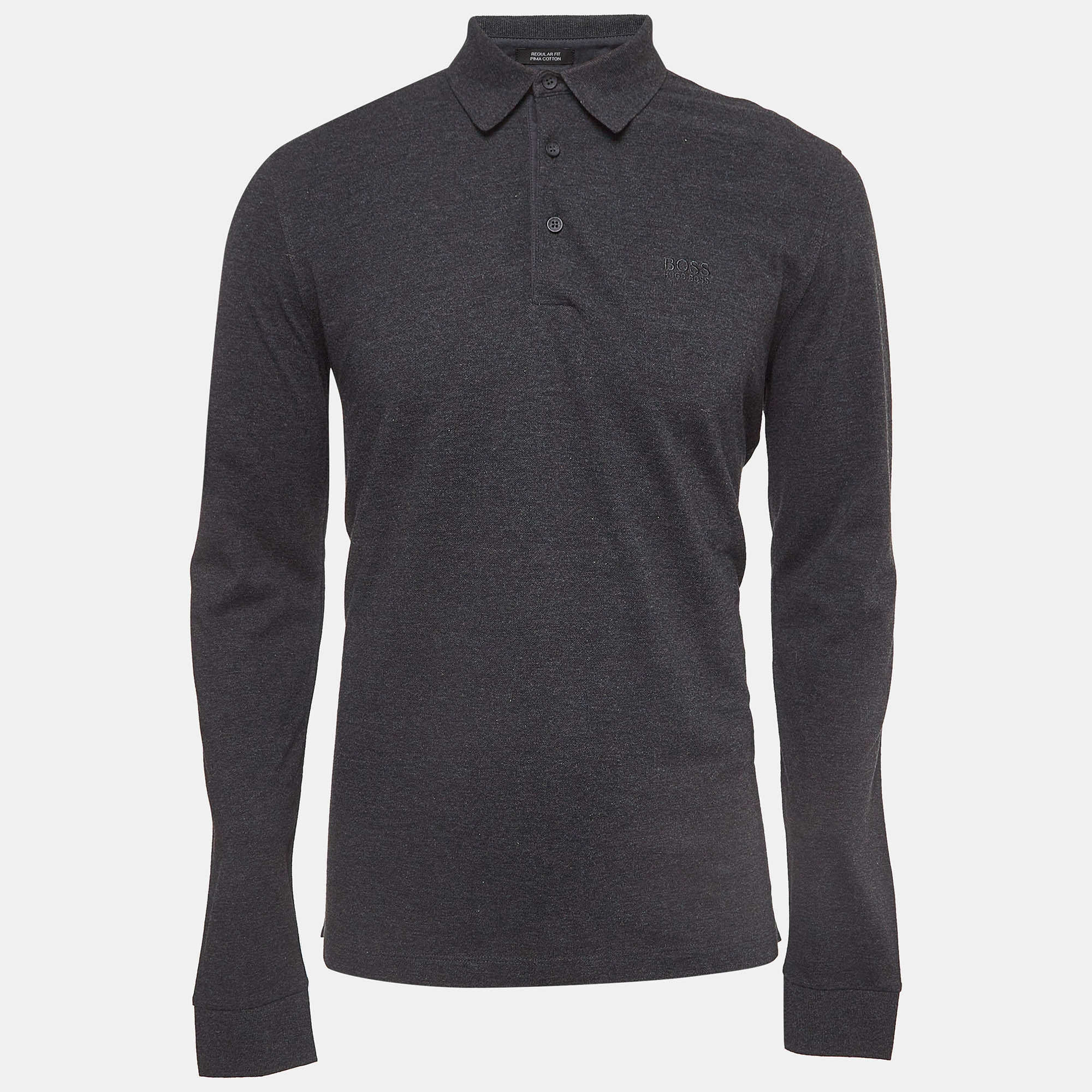 

Hugo Boss Dark Grey Cotton Knit Regular Fit Polo Tshirt S