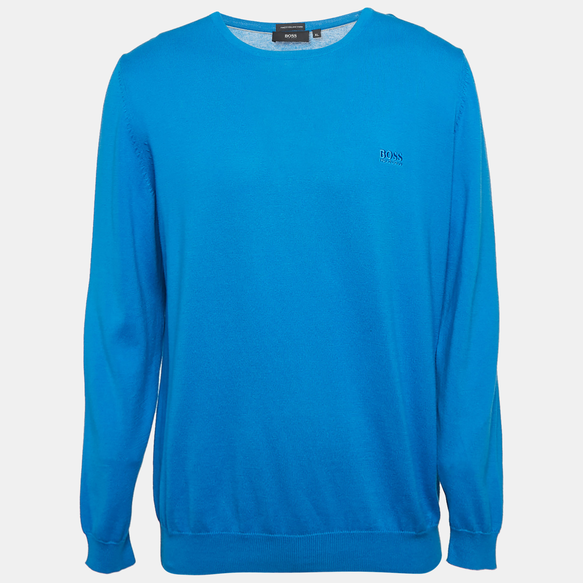 

Boss Hugo Boss Blue Cotton Knit Long Sleeve Sweatshirt XL