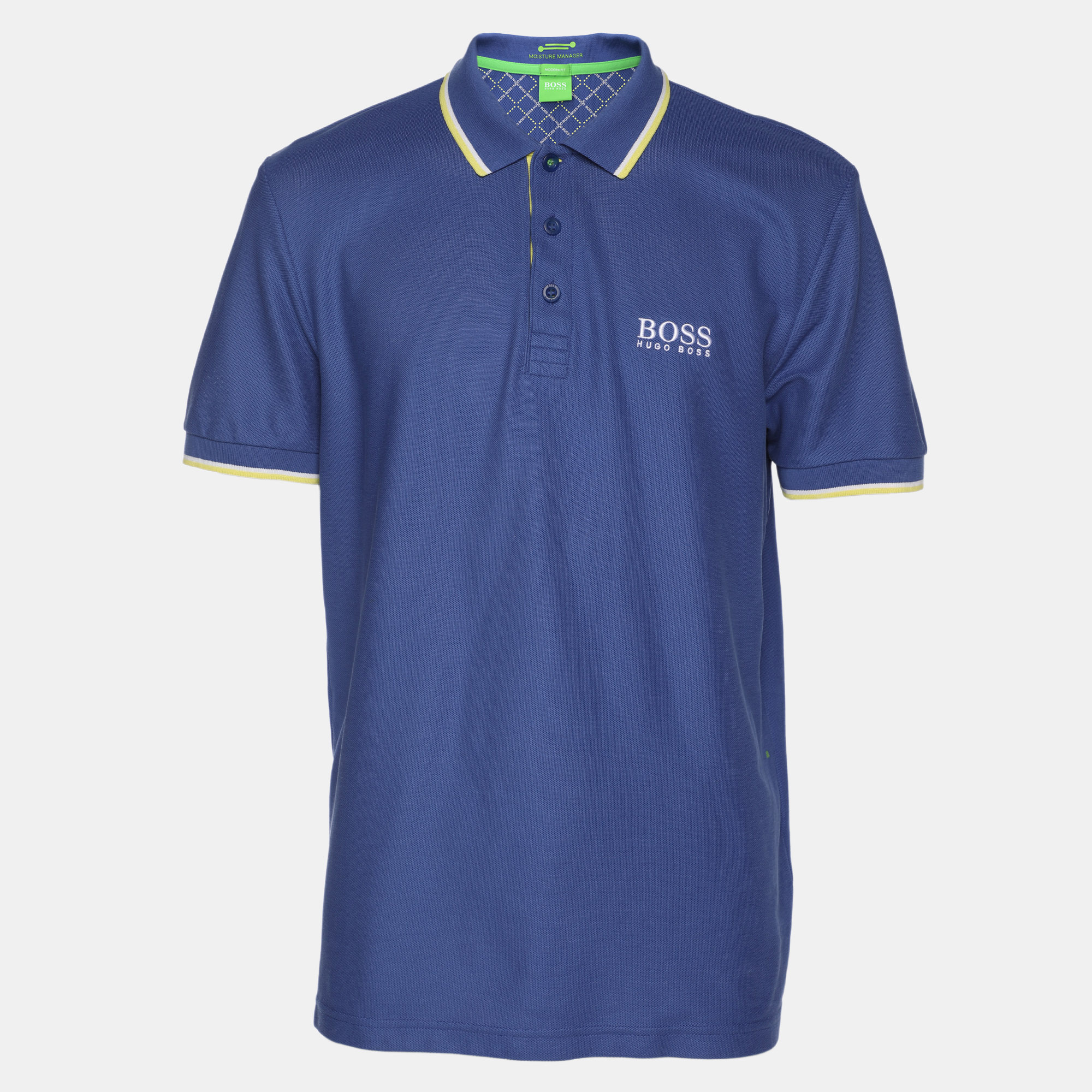 

Hugo Boss Blue Cotton Knit Modern Fit Polo T-Shirt L