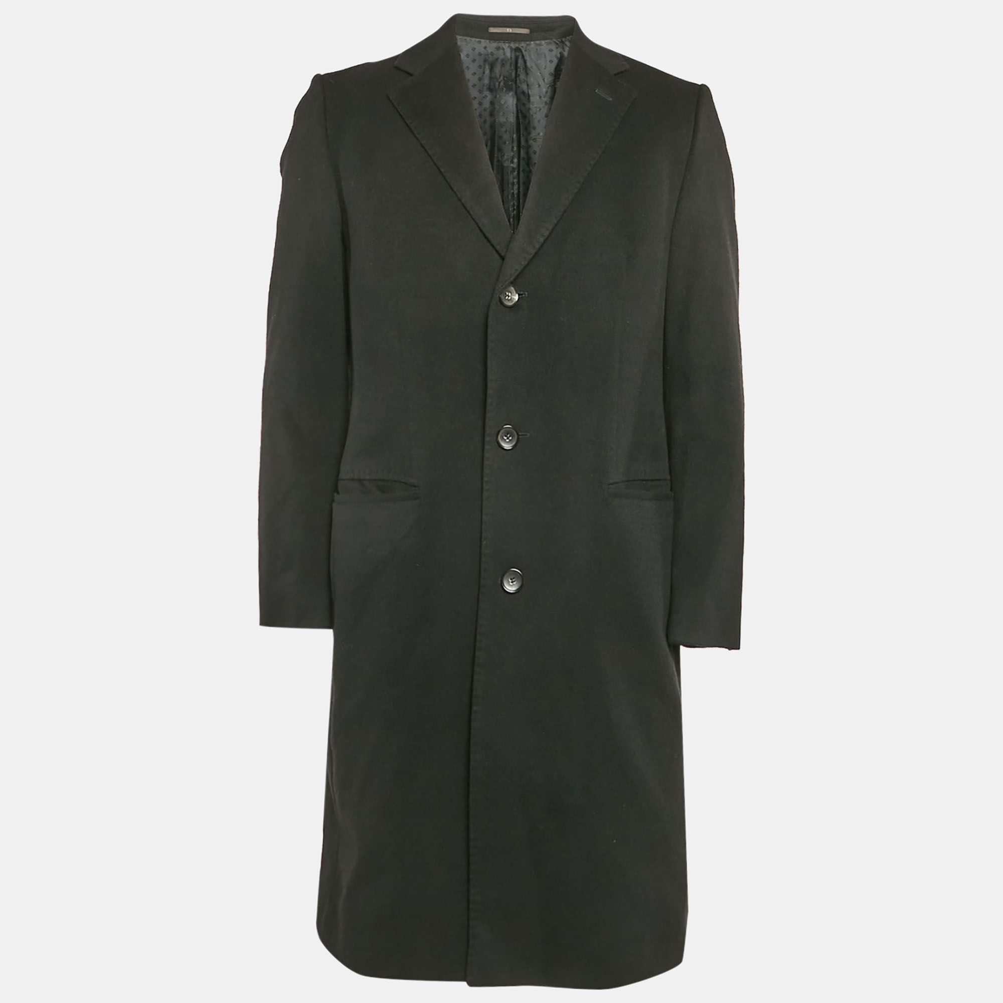 

Boss Selection by Hugo Boss Black Cashmere Blend Felt Mid-Length Coat M