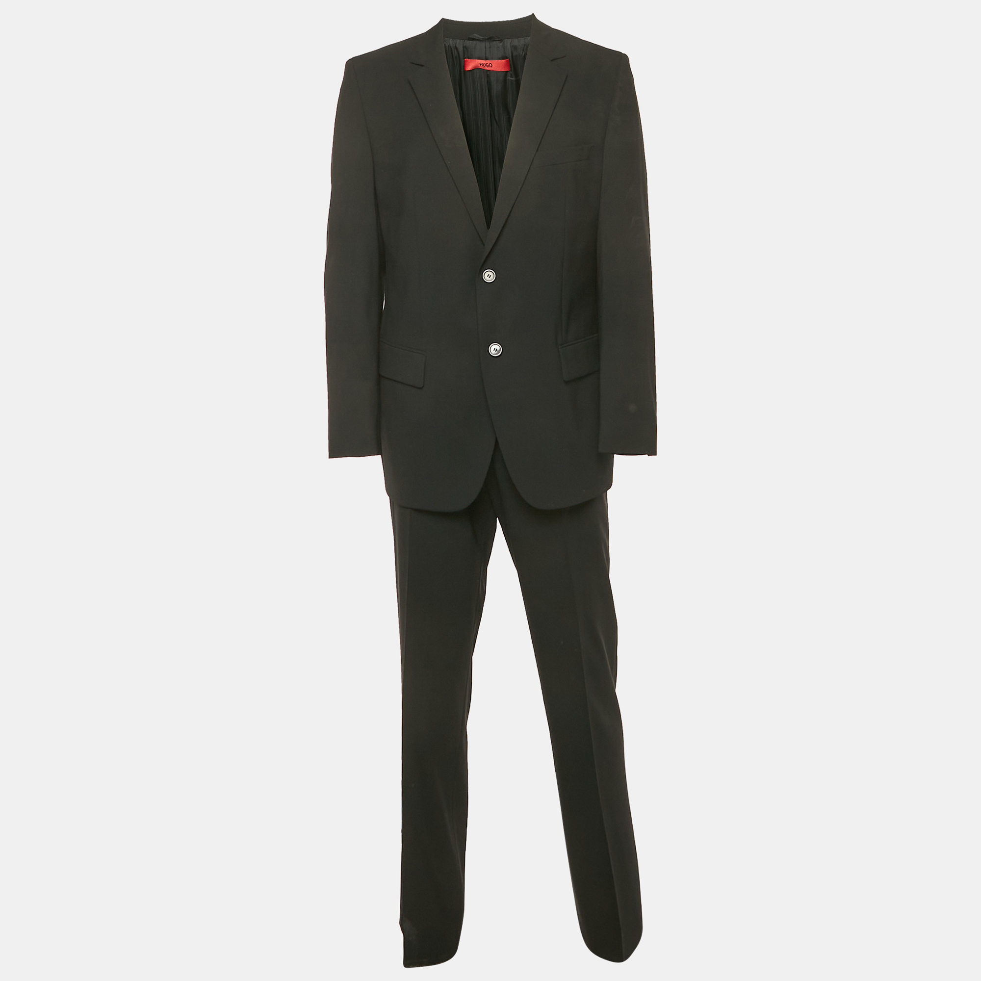 Pre-owned Hugo Boss Black Wool Single Breasted Suit Xl