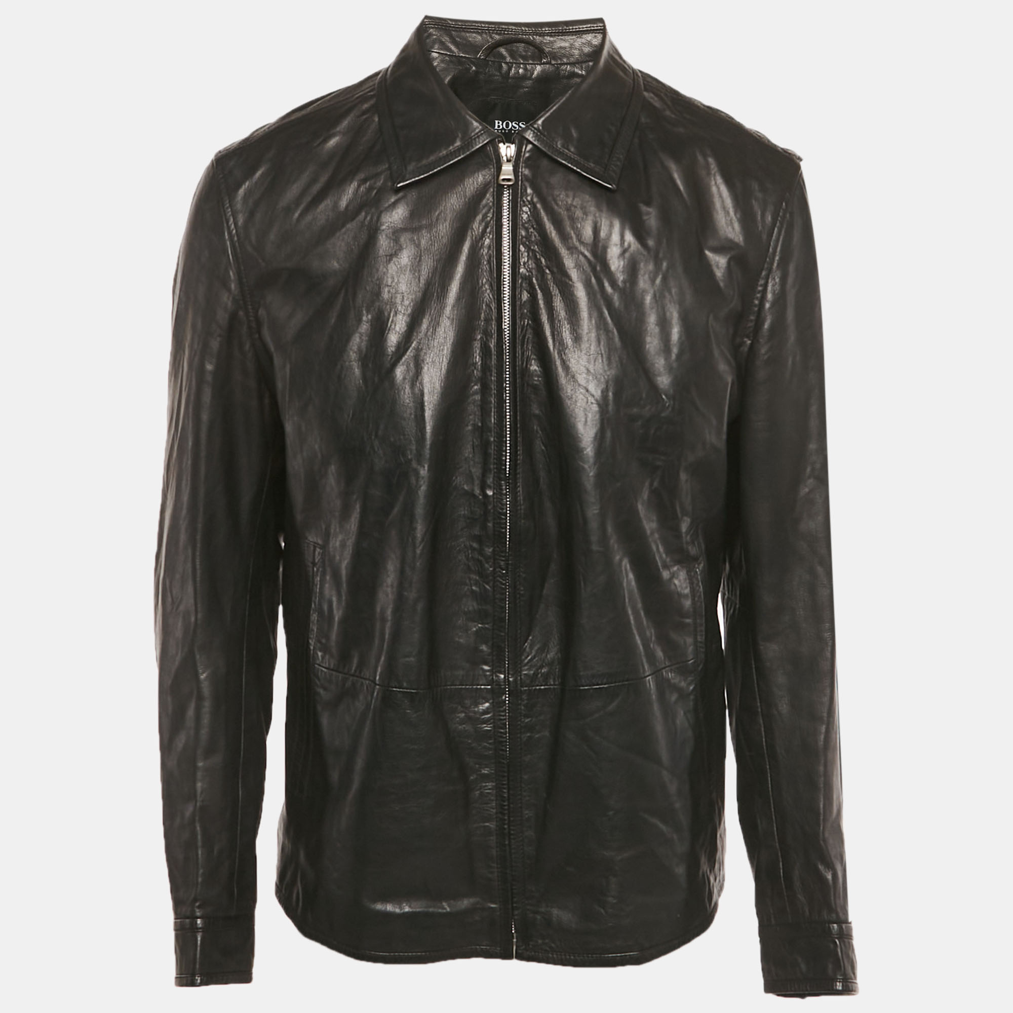 

Boss by Hugo Boss Black Leather Zip-Up Jacket XL