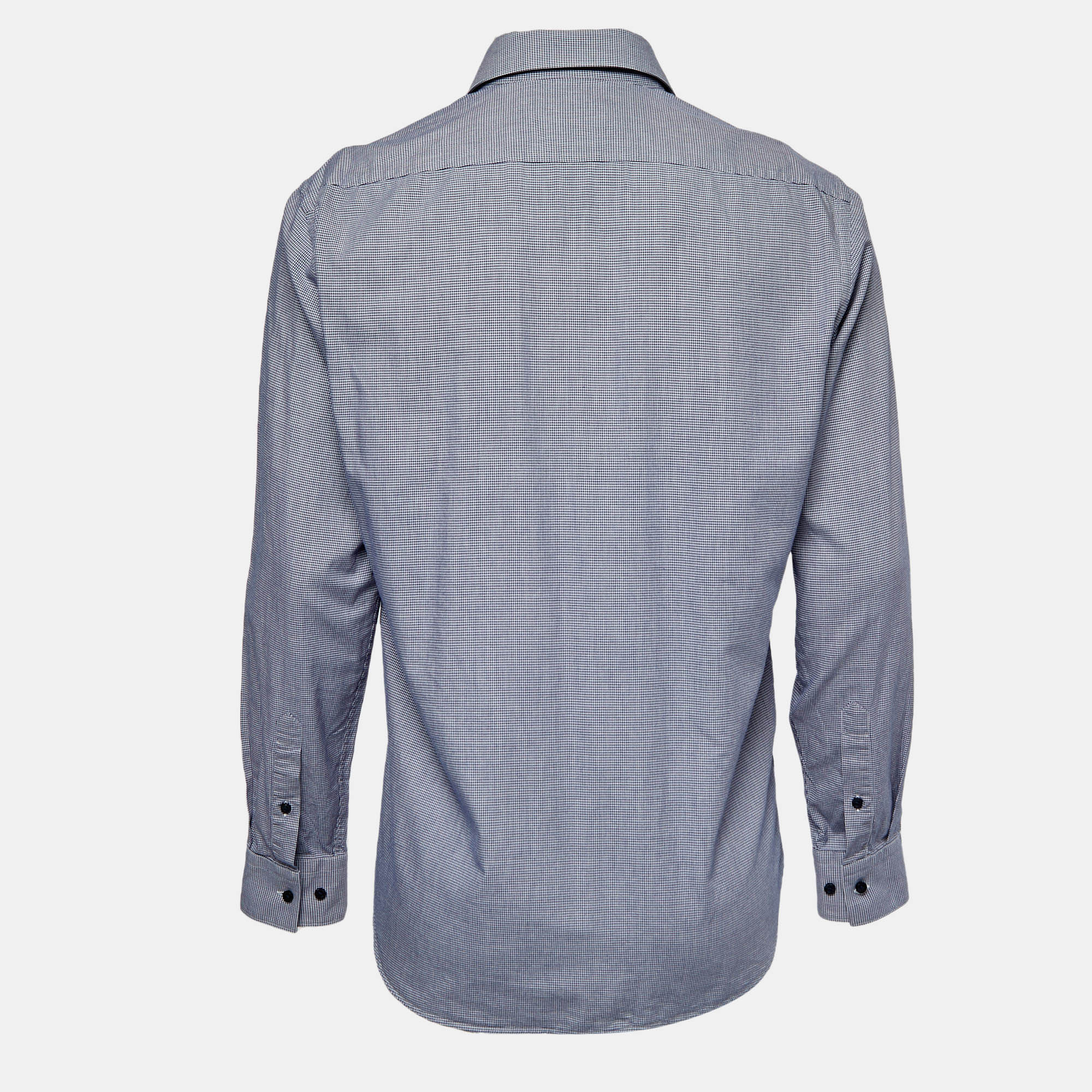 

Boss By Hugo Boss Navy Blue Checked Cotton Regular Fit Shirt