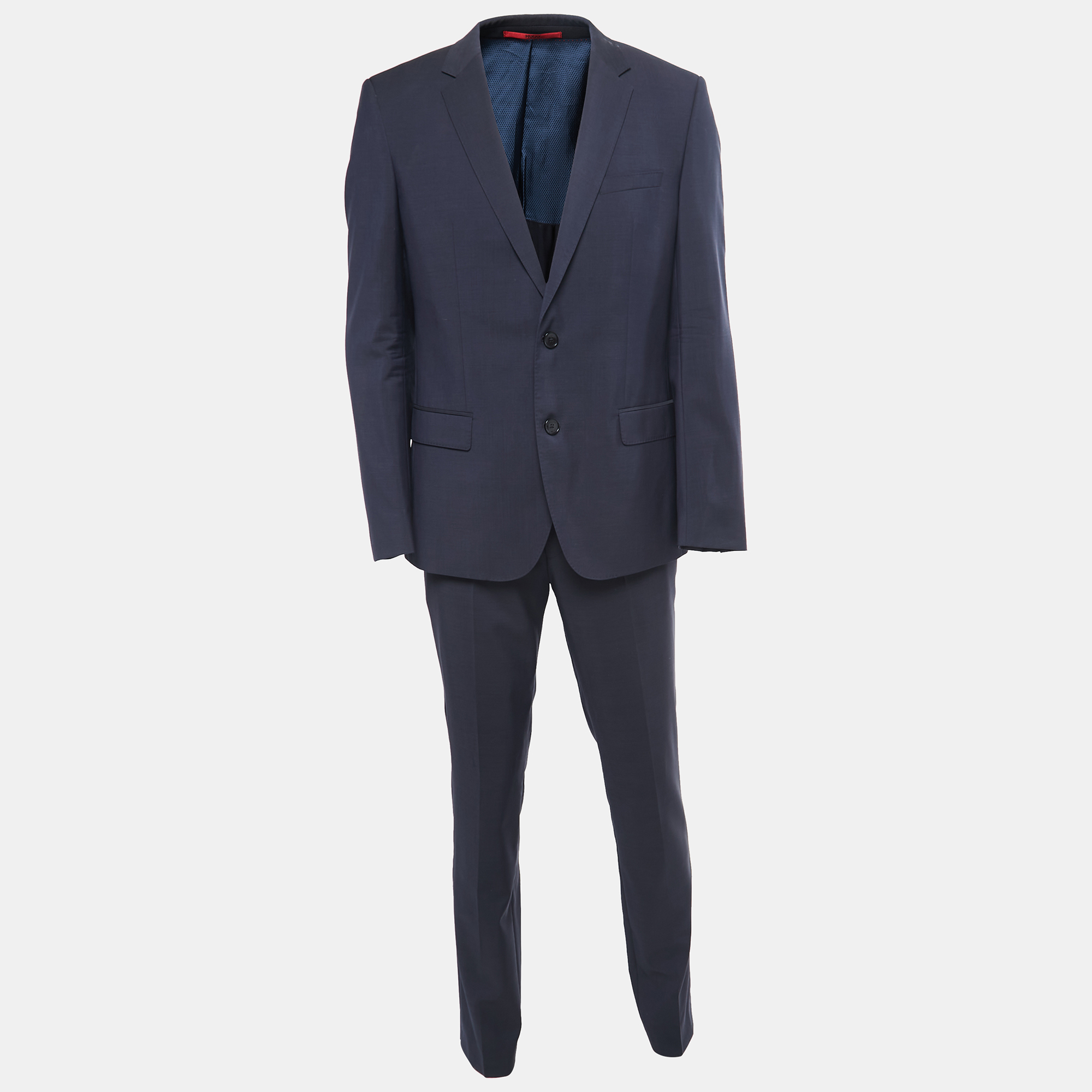 Pre-owned Hugo Boss Navy Blue Wool Single-breasted Suit Xl