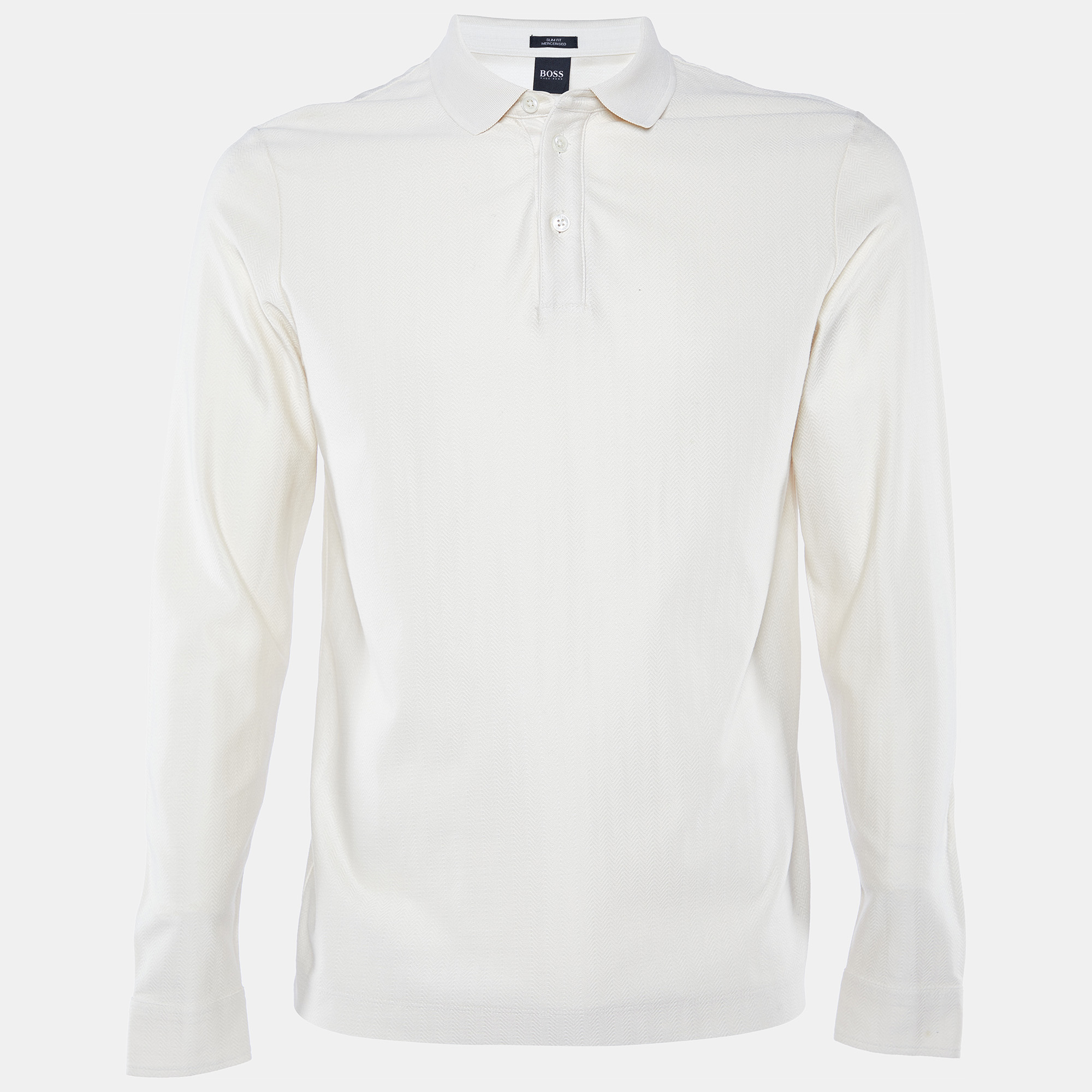 

Boss Hugo Boss Beige Patterned Cotton Knit Long Sleeve T-Shirt, Cream