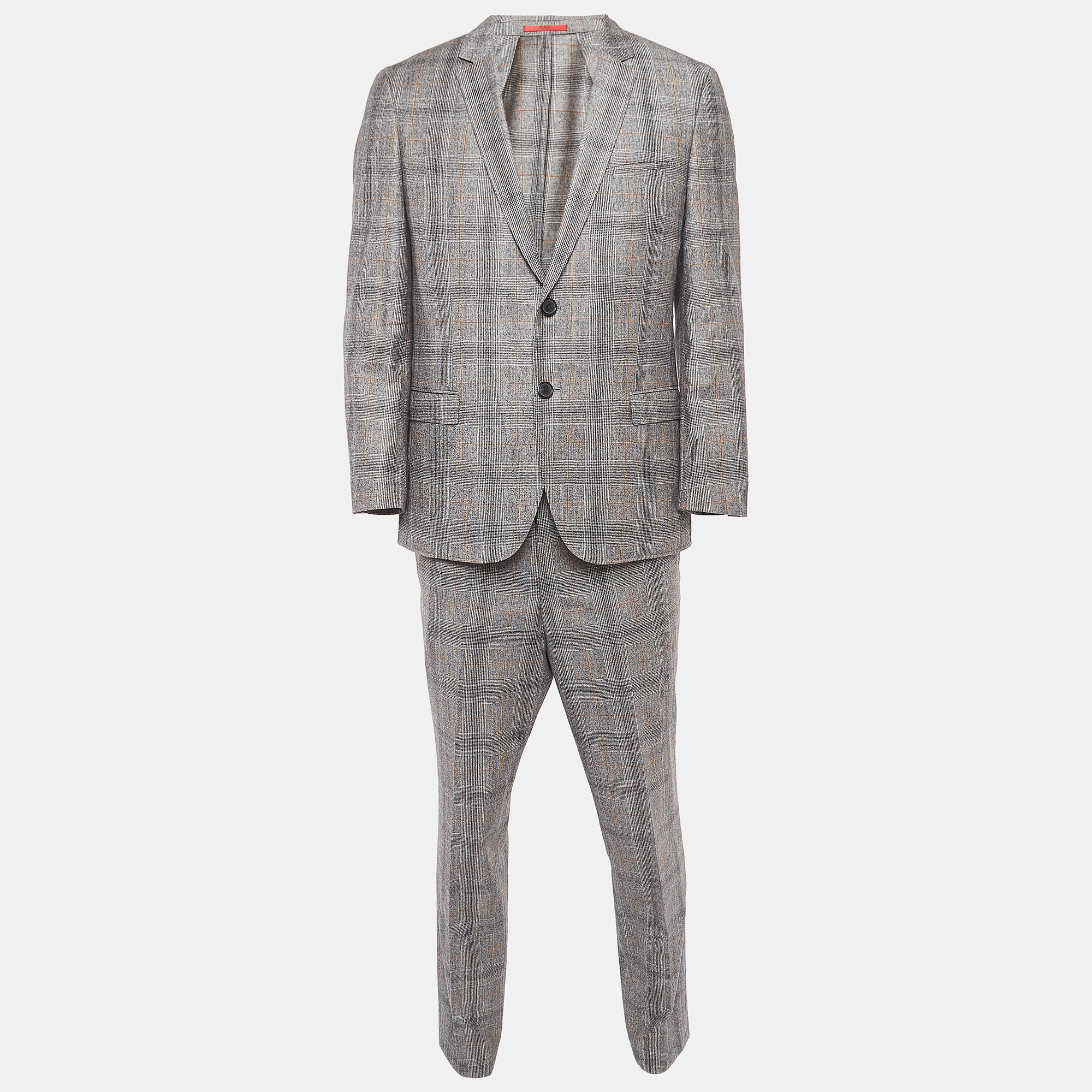 

Hugo Boss Grey Glen Check Wool Single Breasted Marzotto Suit
